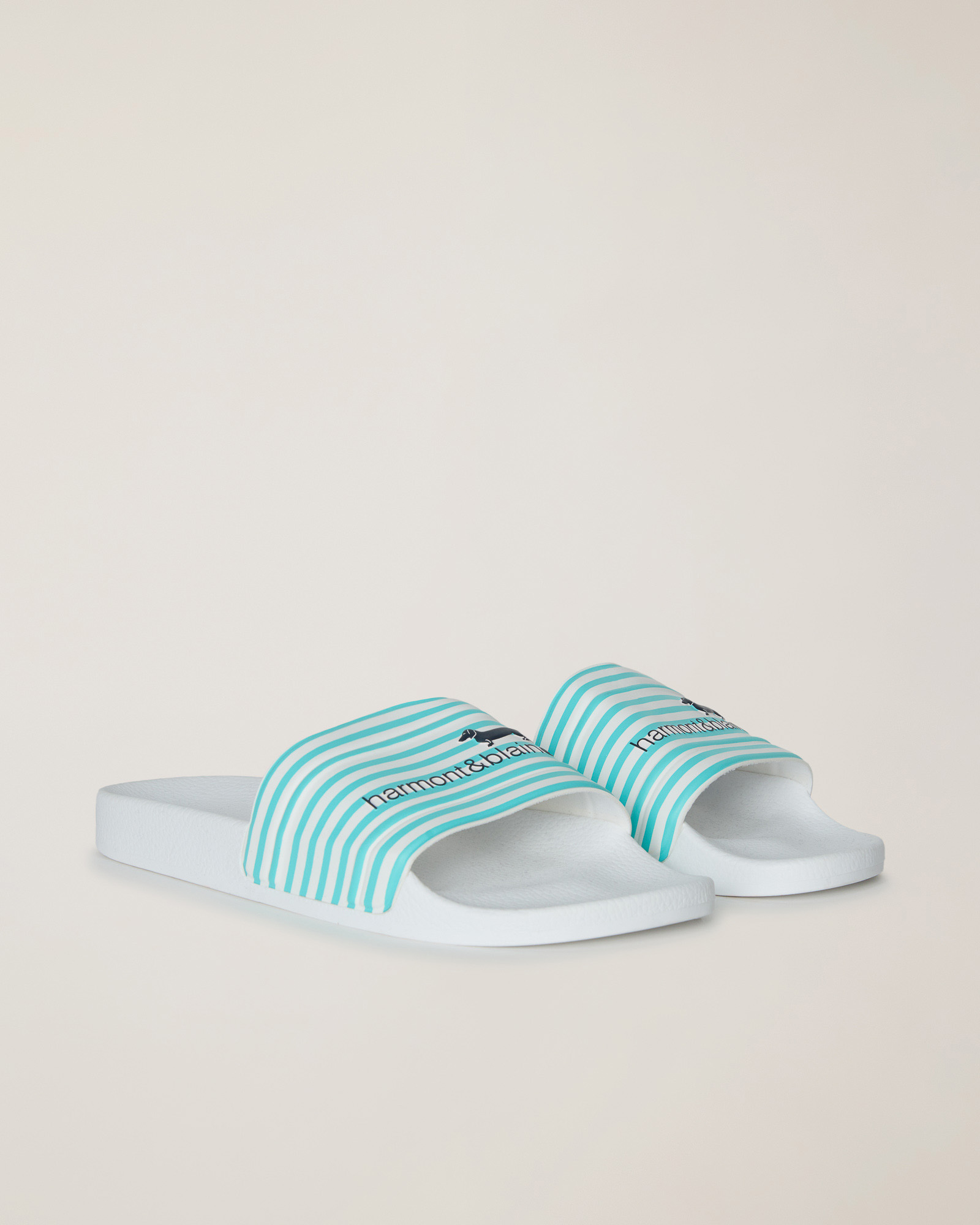 Mules de Plage avec Bande, Blanc/Turquoise, large image number 1