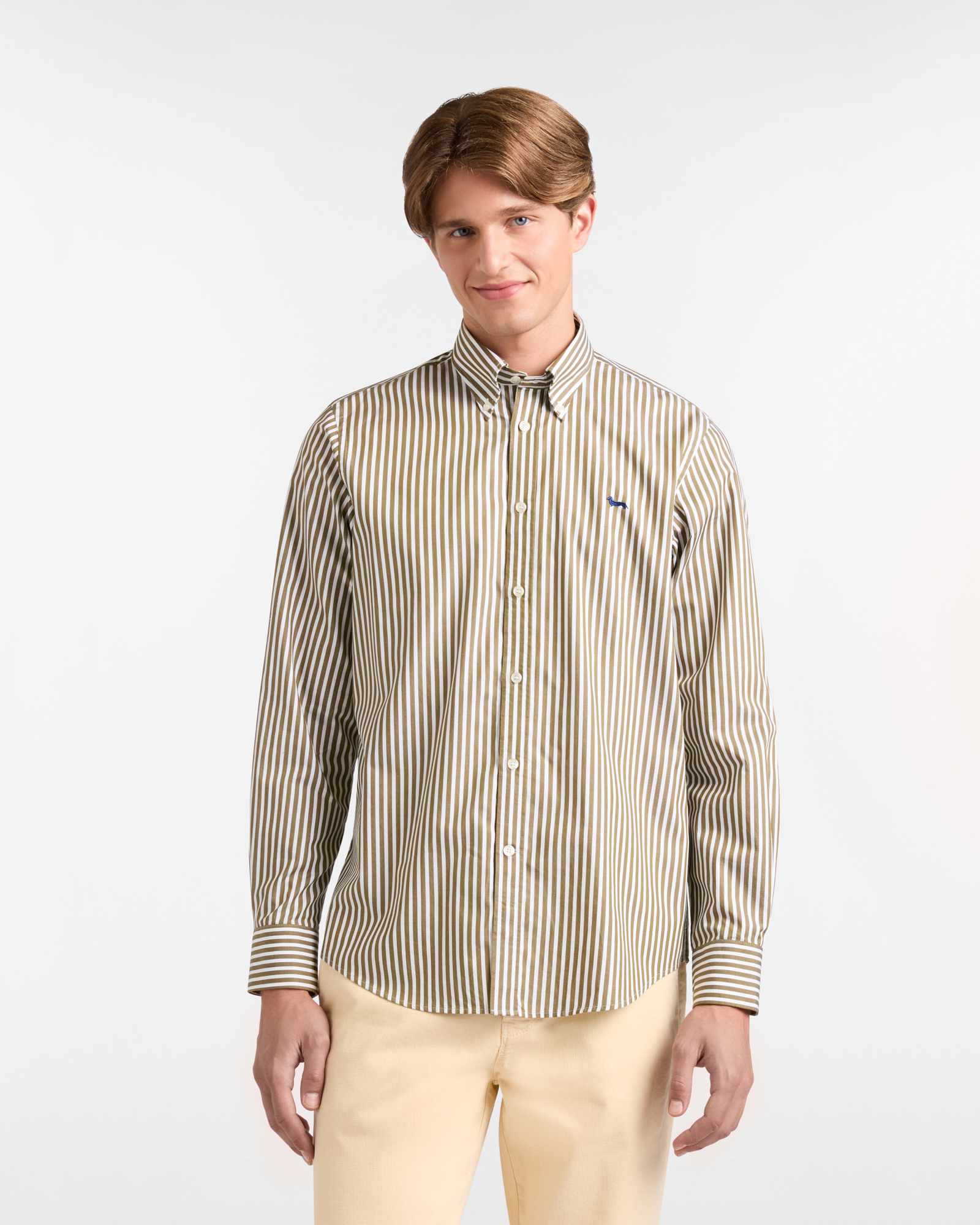 Striped Shirt with Dachshund, Green, large