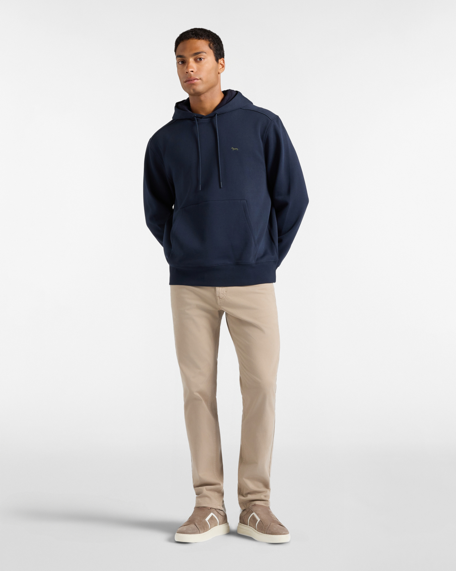 Felpa con cappuccio Uomo blu Relaxed Fit con tasca a marsupio, BLU NAVY, large
