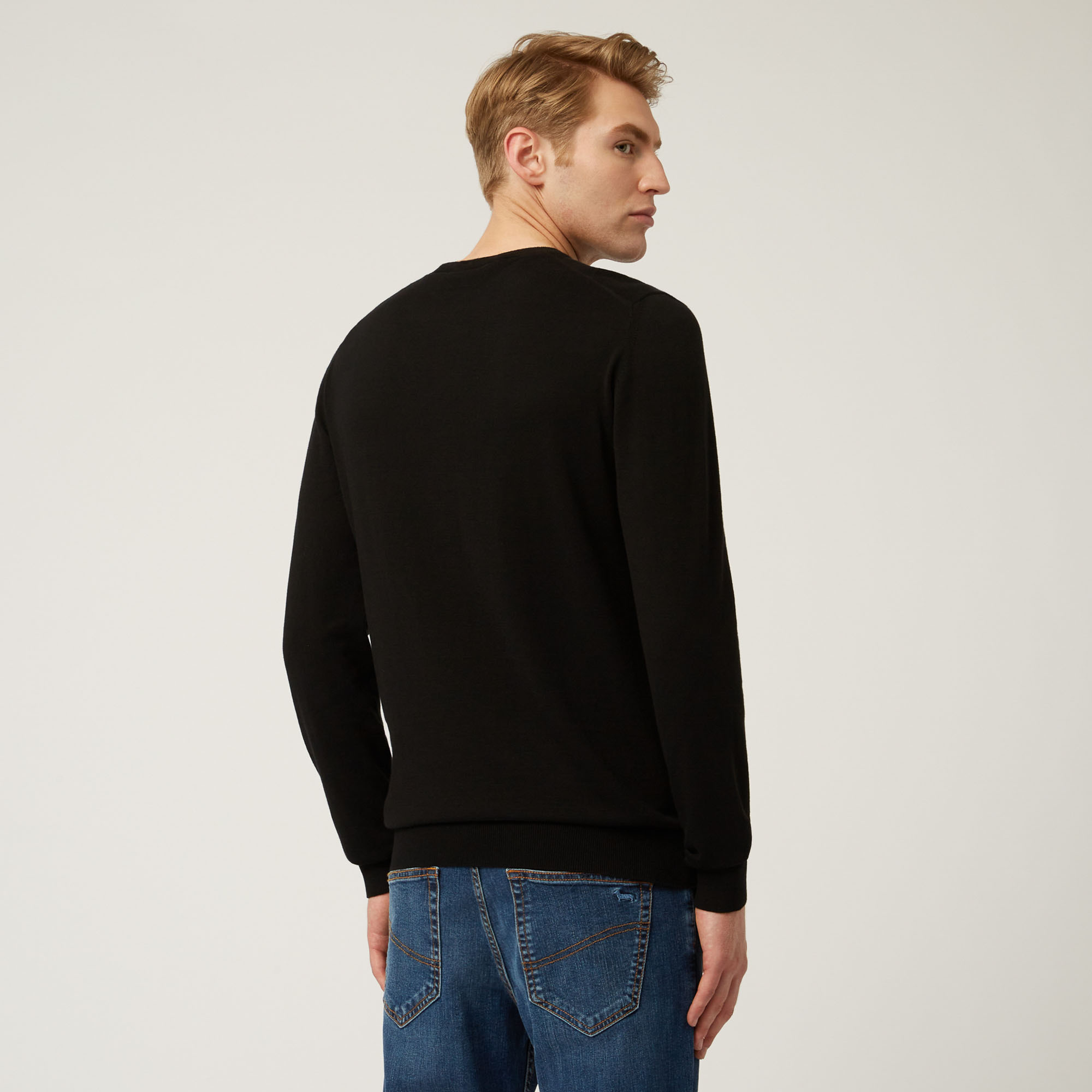 Maglia Essentials in cotone e cashmere, Nero, large image number 1