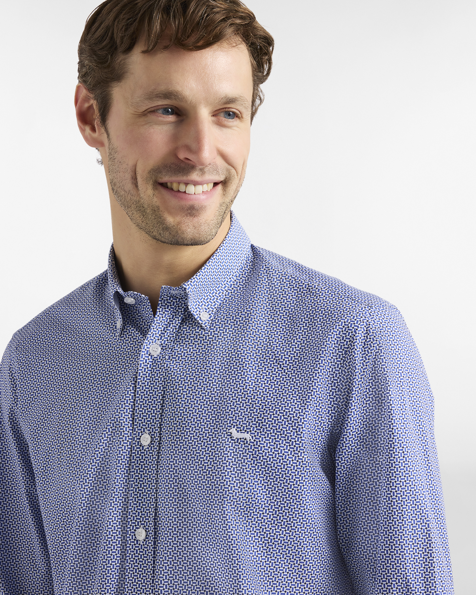 Regular-fit micro print shirt, Blue, large image number 2