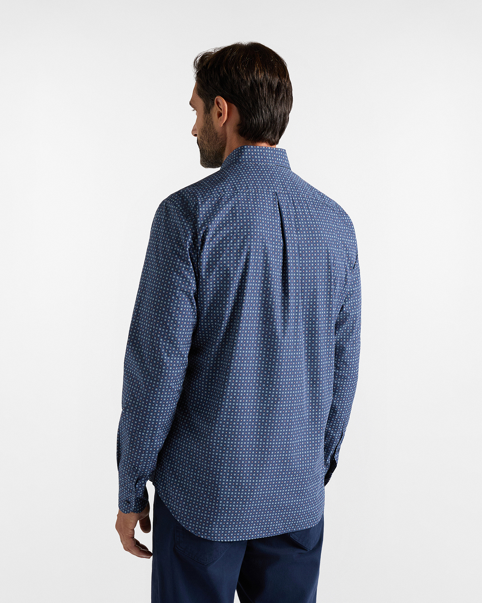 Men's regular-fit shirt with micro-tie print, OCEAN, large