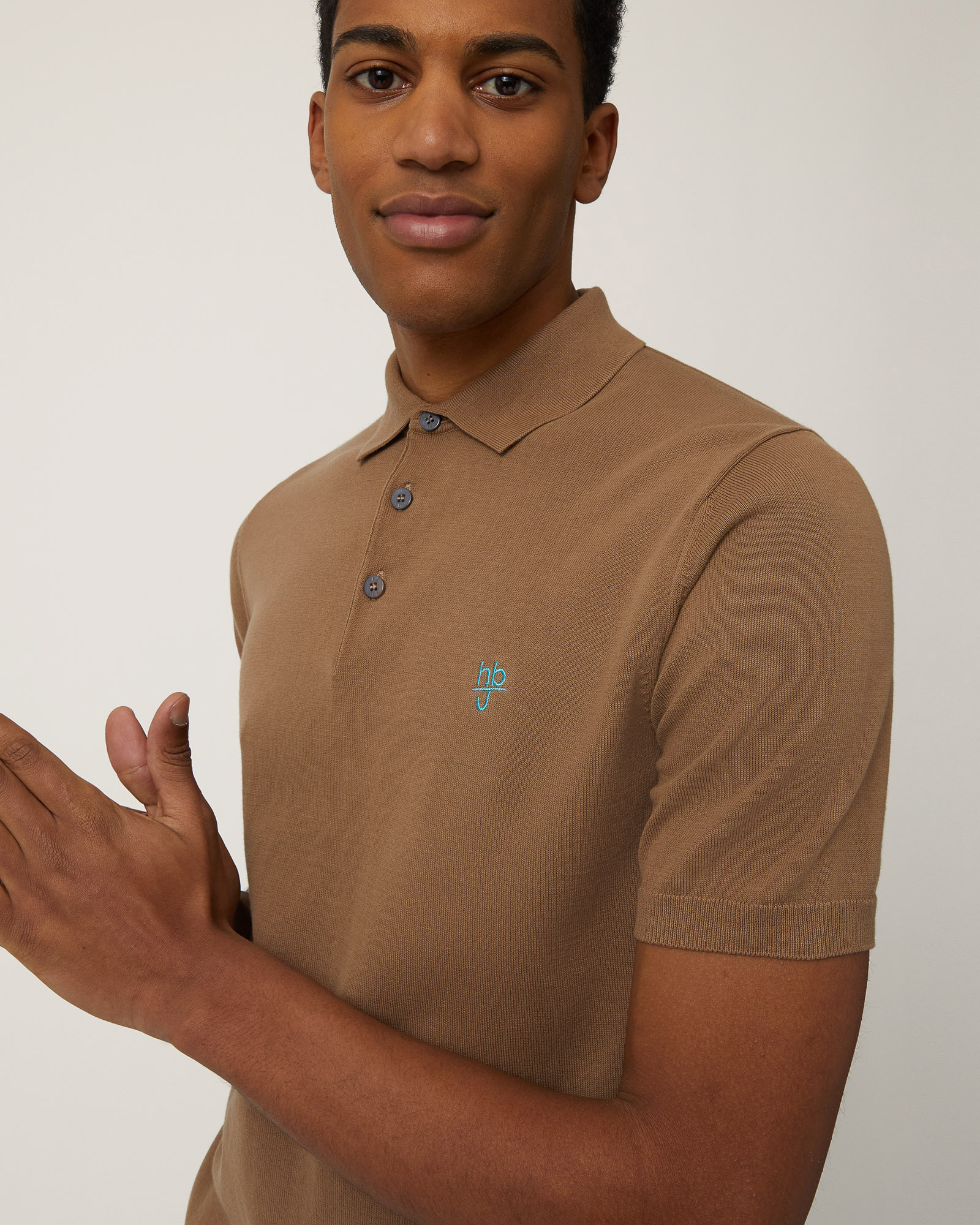 Knit Polo, Light Brown, large image number 2