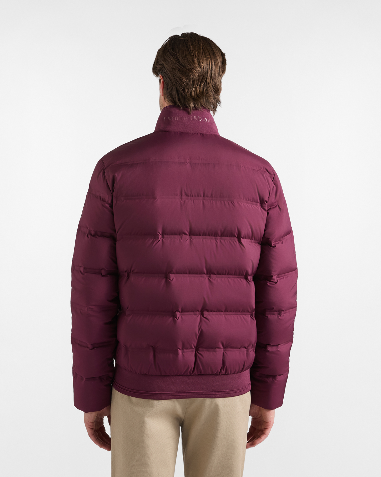 Bomber Uomo con collo in costina in tessuto tecnico, VIOLA SCURO, large