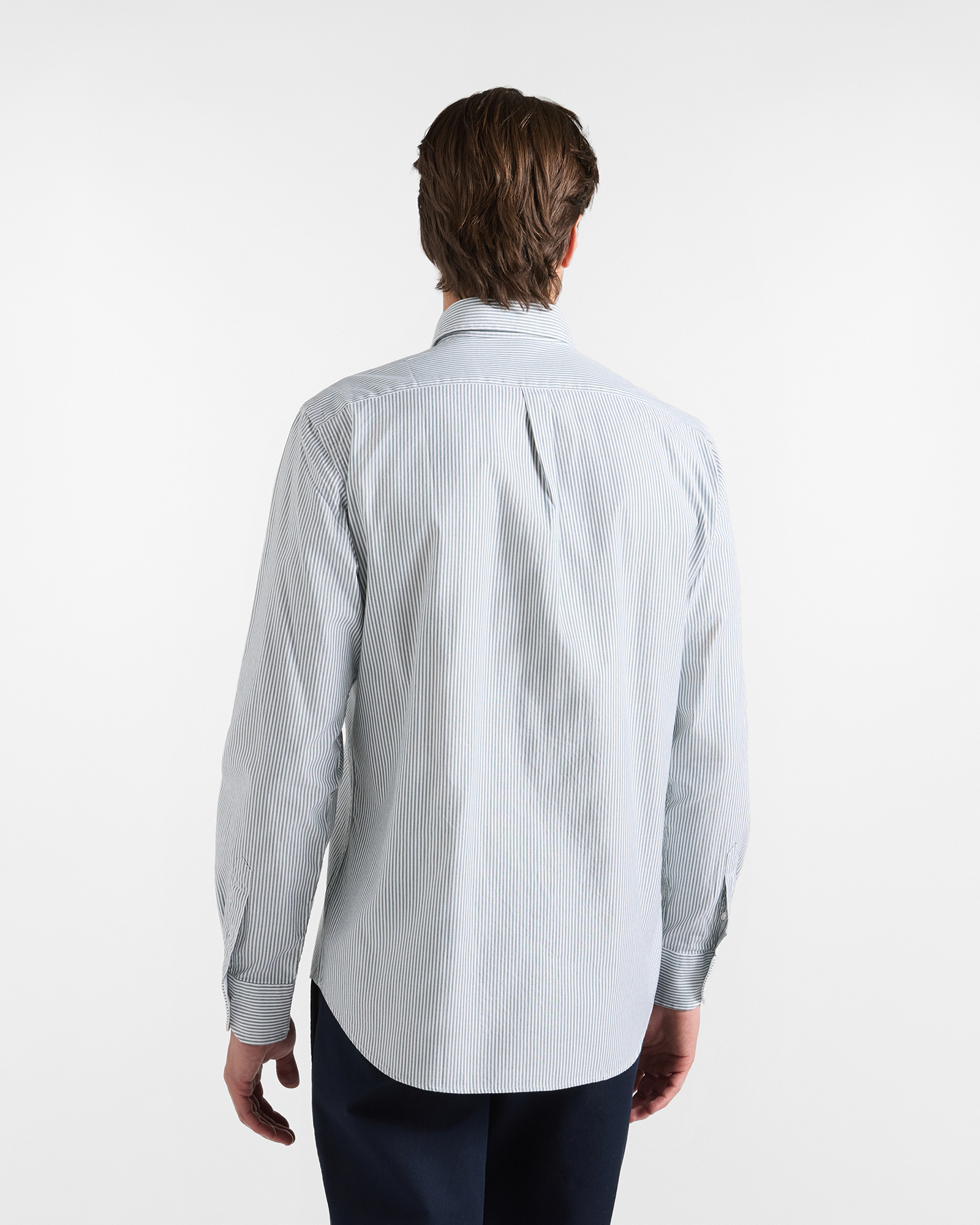Men's regular-fit yarn-dyed Oxford shirt with stripe, BOTTLE GREEN, large image number 2