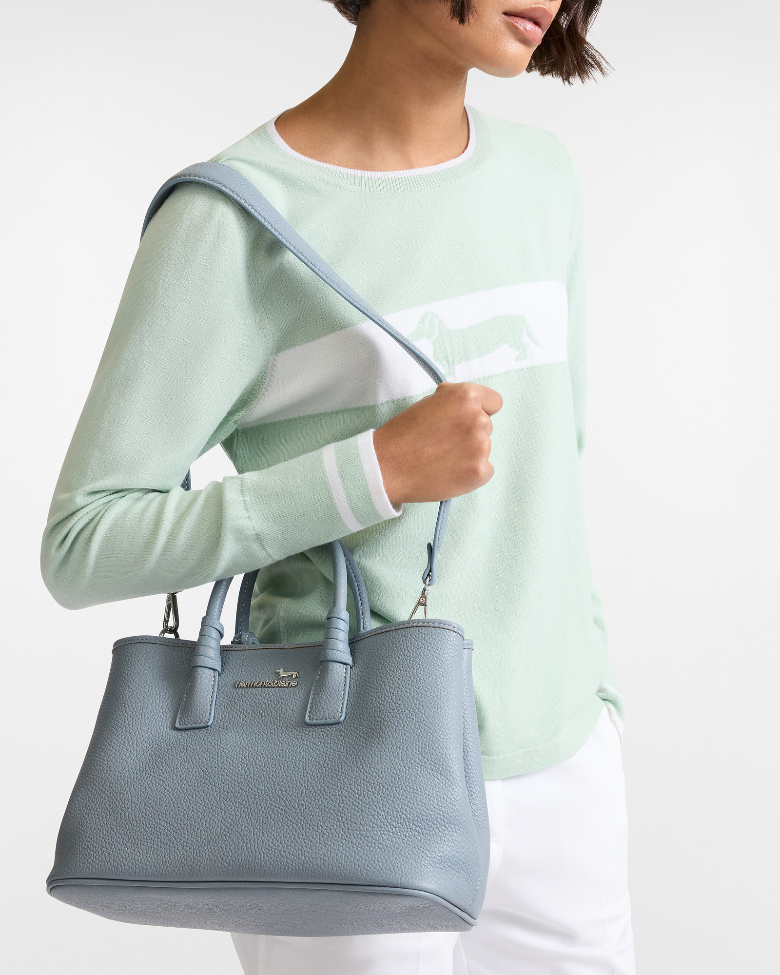 Small Blaine Mania Bag in Hammered Effect, Sky, large image number 3