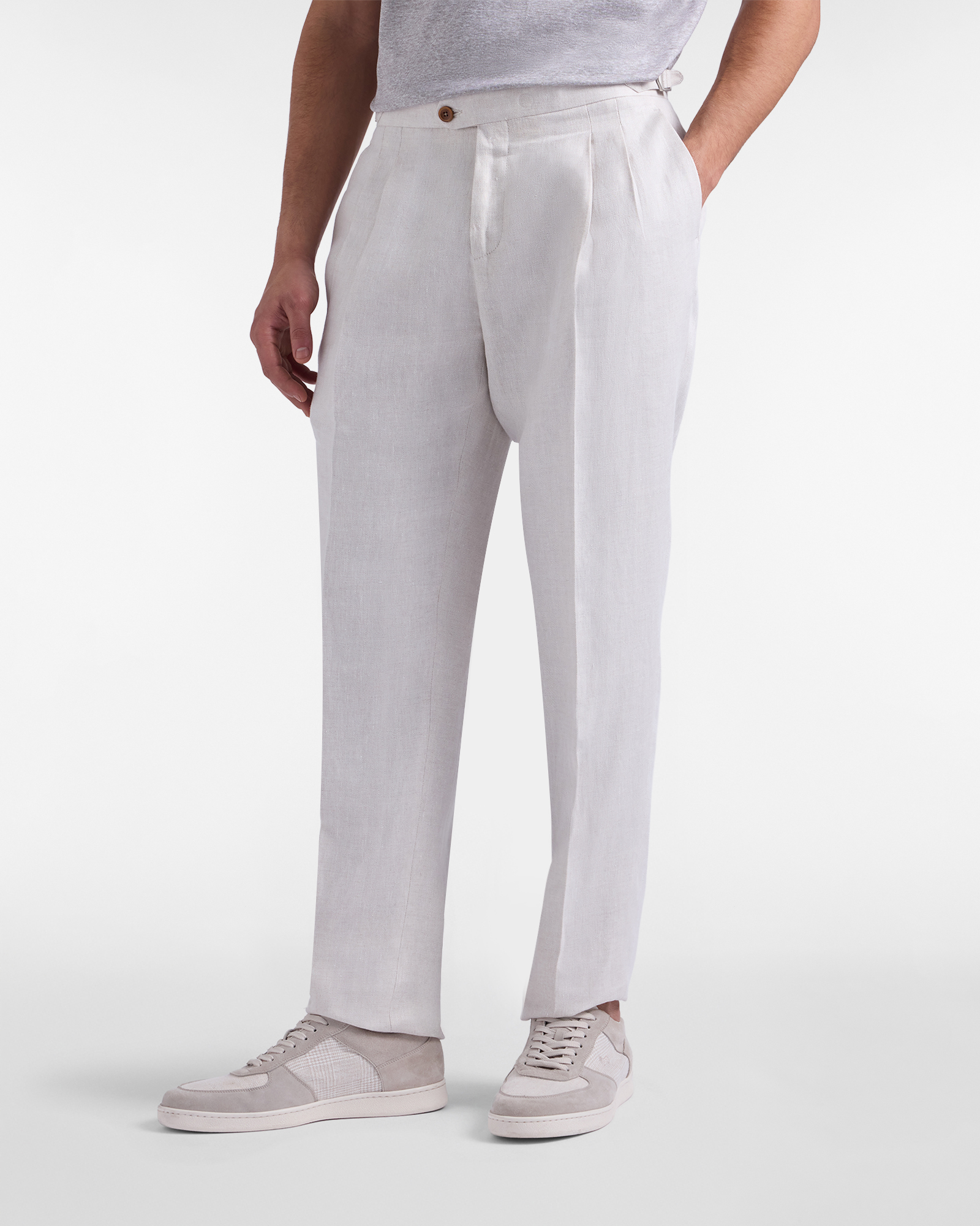 Men's Craftsmanship in Color linen chino pants with double tucks