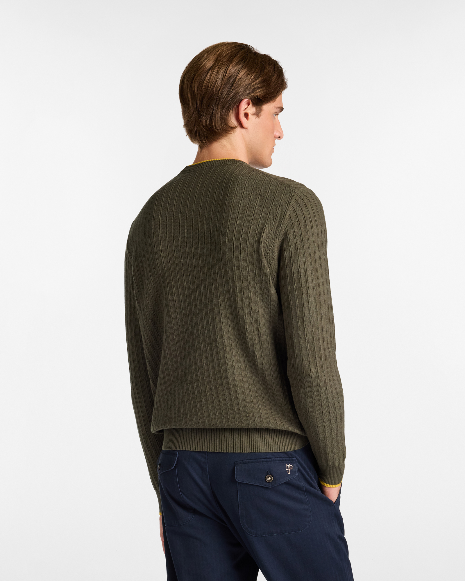 Crew Neck Sweater with Contrast Details
