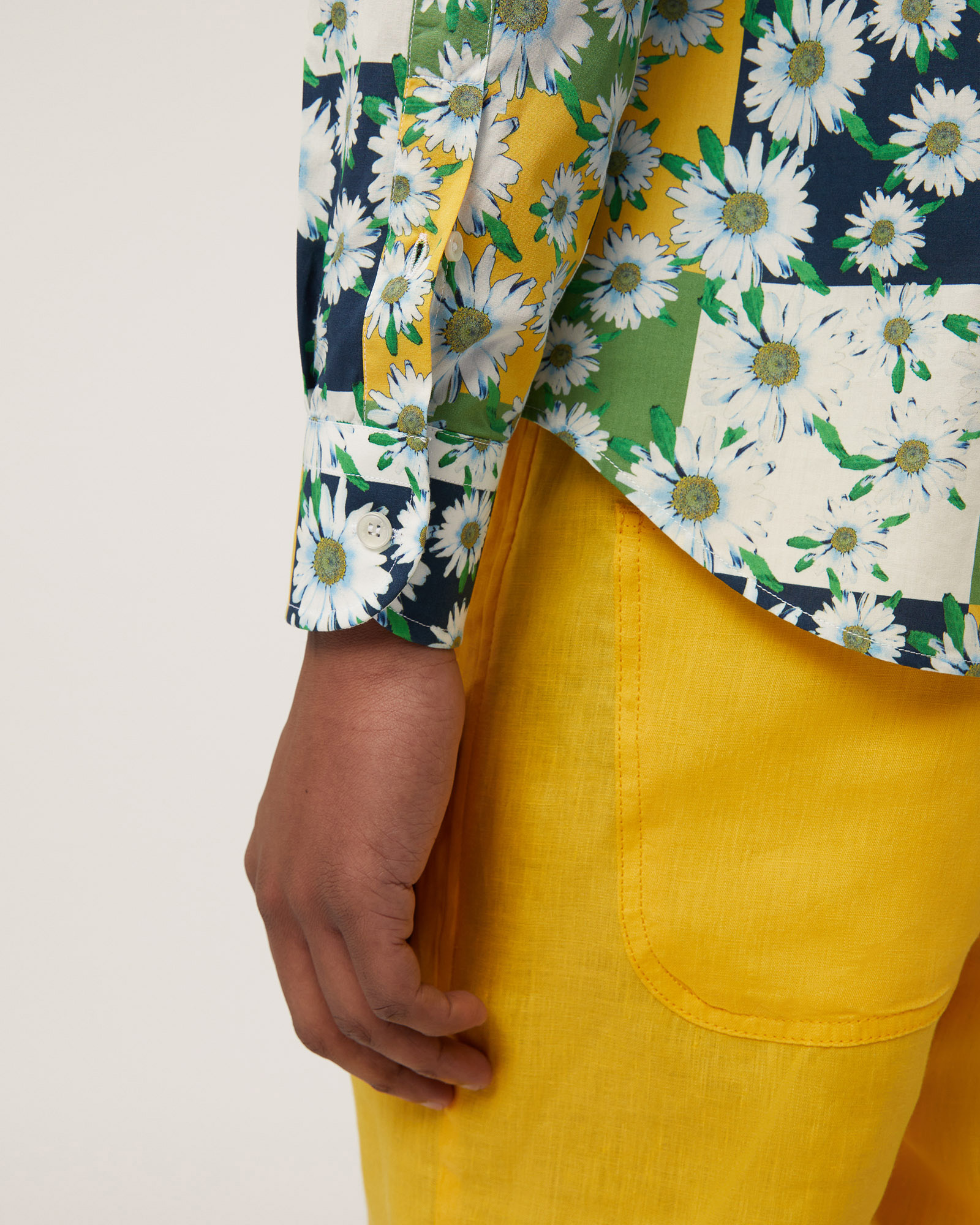 Camisa de cuadros y margaritas, Amarillo canario, large image number 2