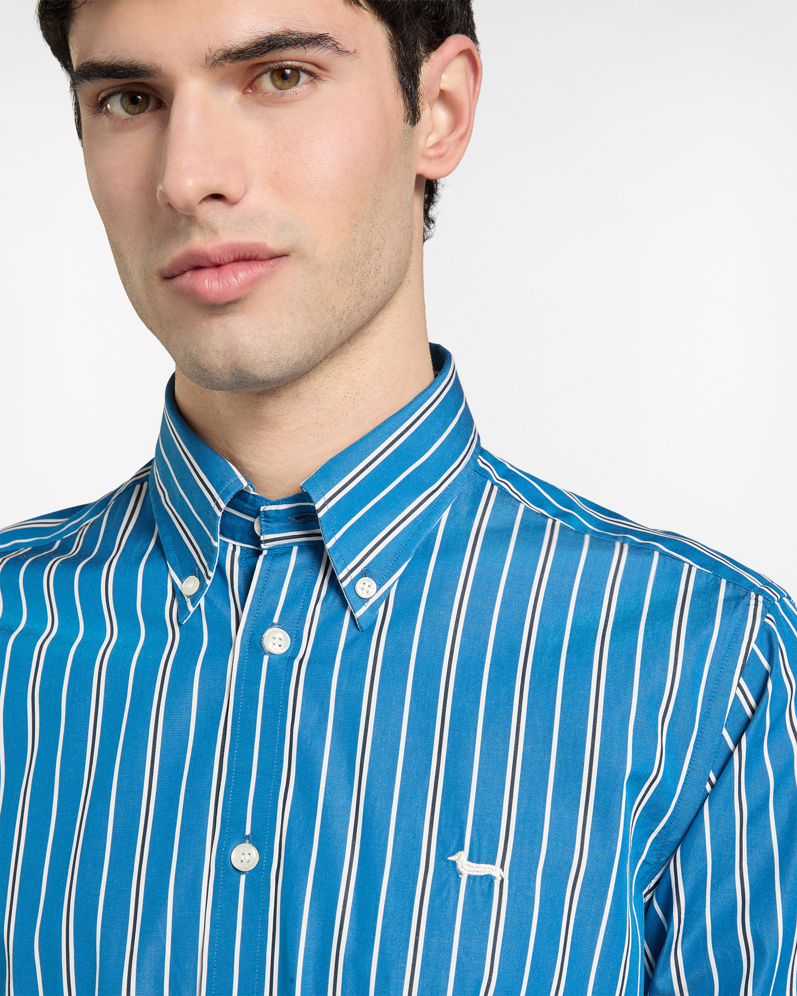 Camicia a righe regular fit, Celeste, large image number 1