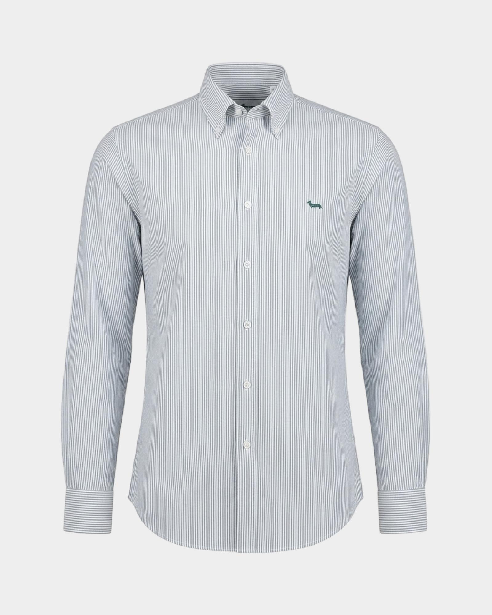 Camicia Uomo riga oxford tinto filo Regular Fit, VERDE BOTTIGLIA, large