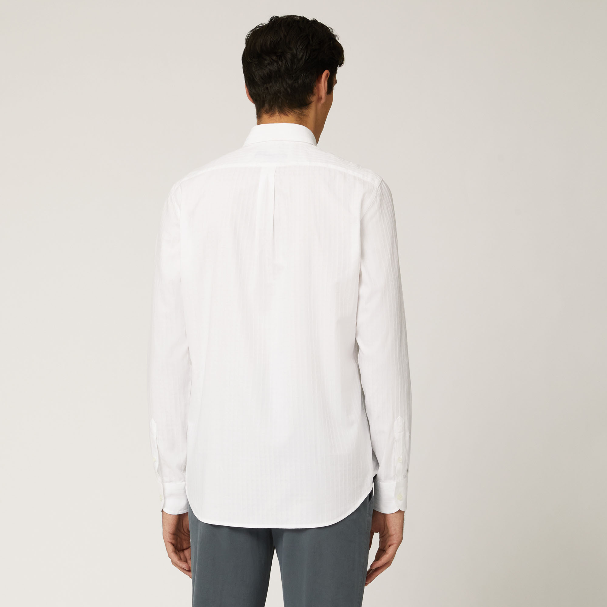 Camicia A Quadretti In Cotone E Lyocell, Bianco, large image number 1