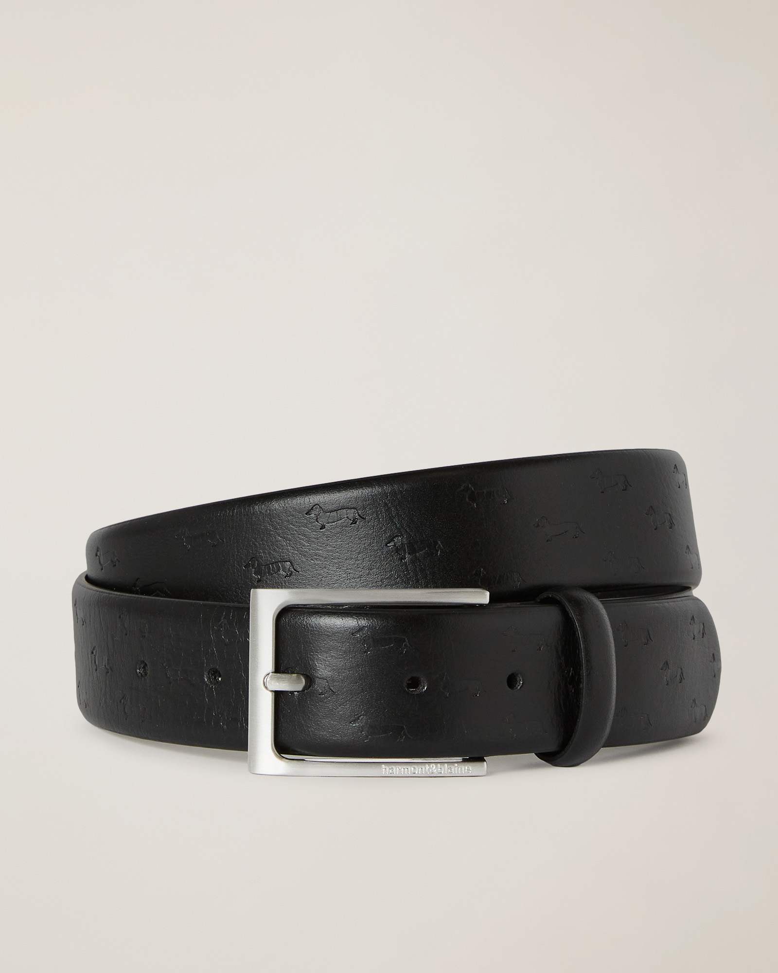 Crackle-Effect Leather Belt, Black, large