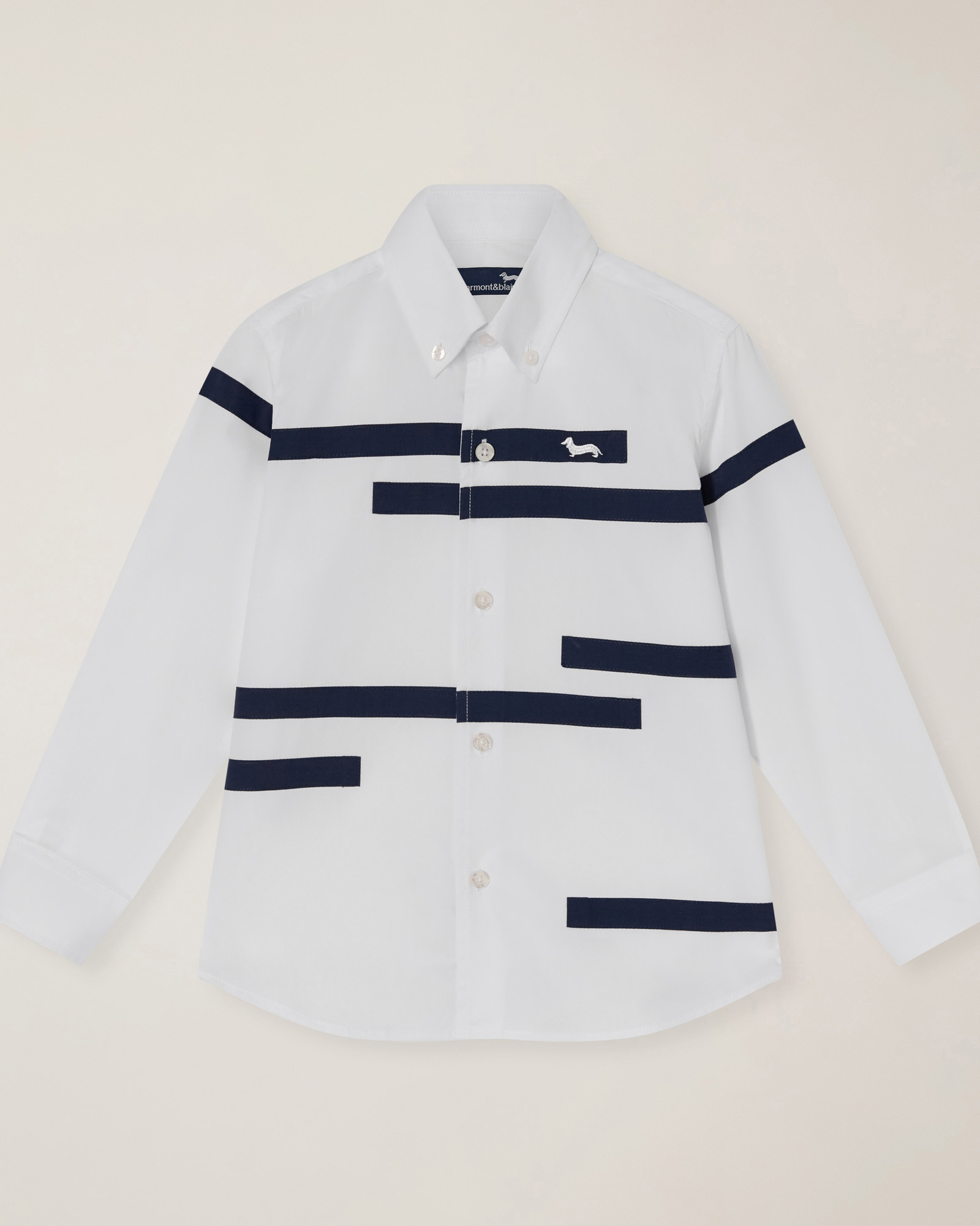 Camicia in popeline con fasce a contrasto