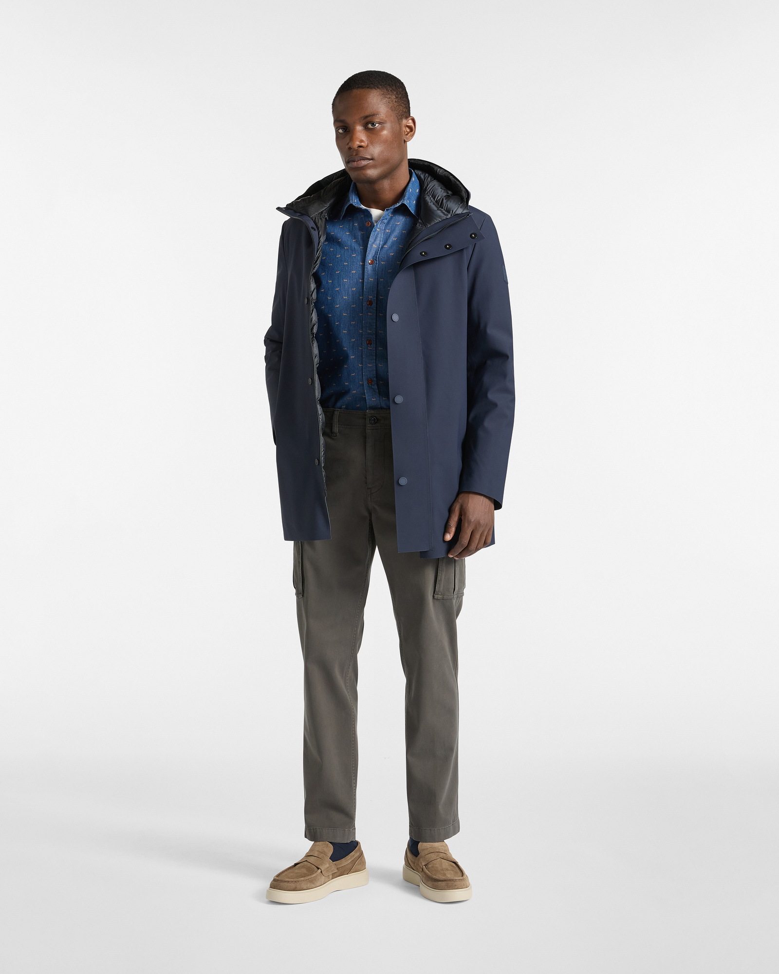Technical Trench with Hood, Navy Blue, large image number 3