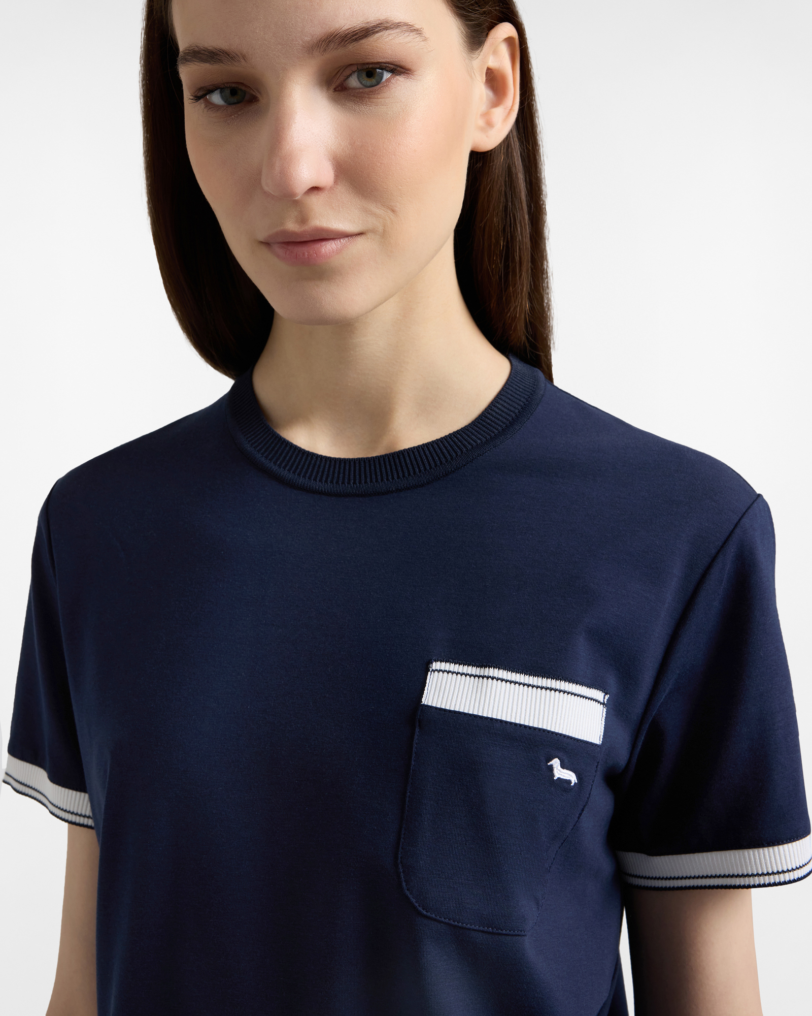 T-shirt with pocket and striped ribs, Blue, large image number 2