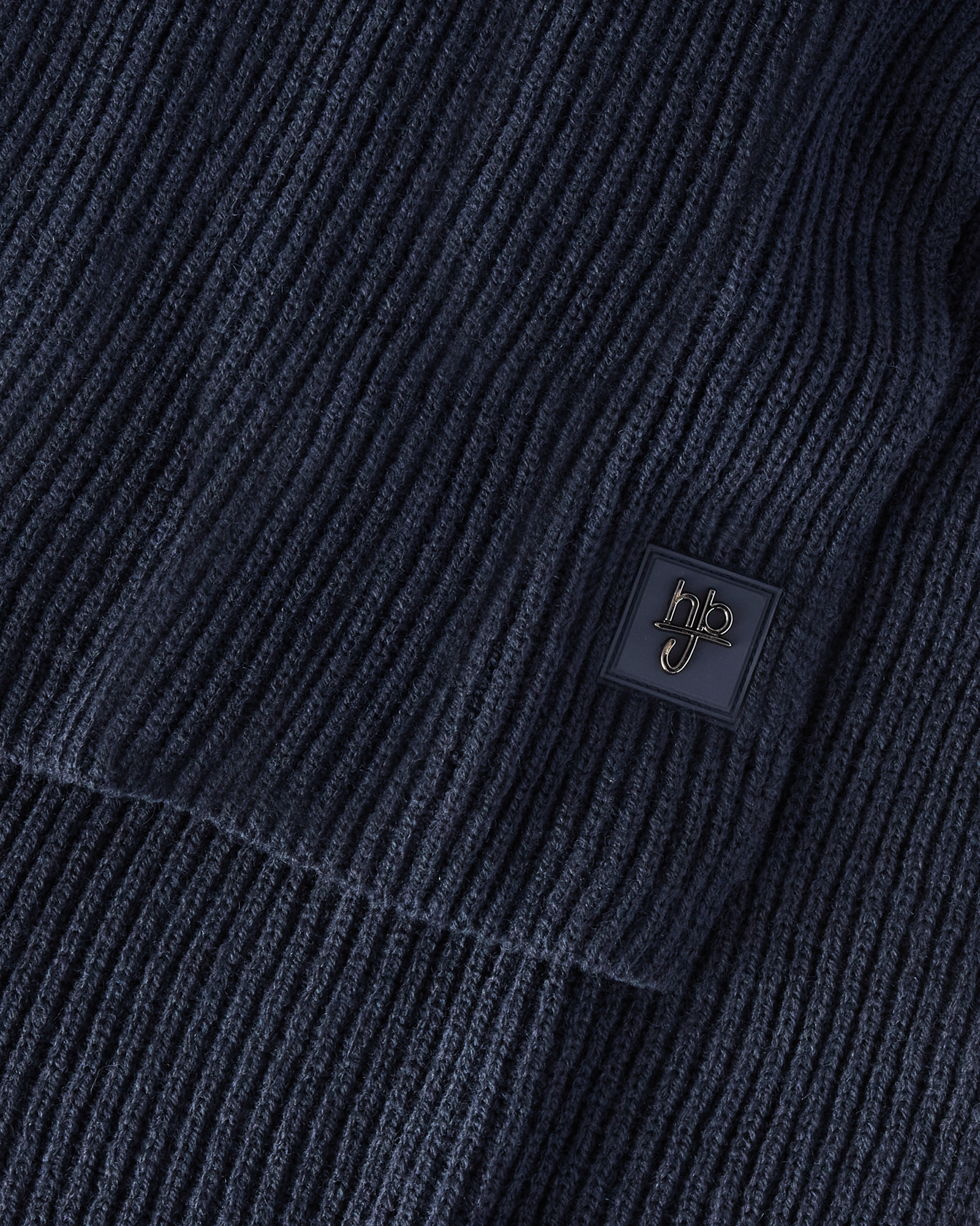 Sciarpa in Misto Lana a Coste Inglesi con Patch Logo, Blu Scuro, large image number 2