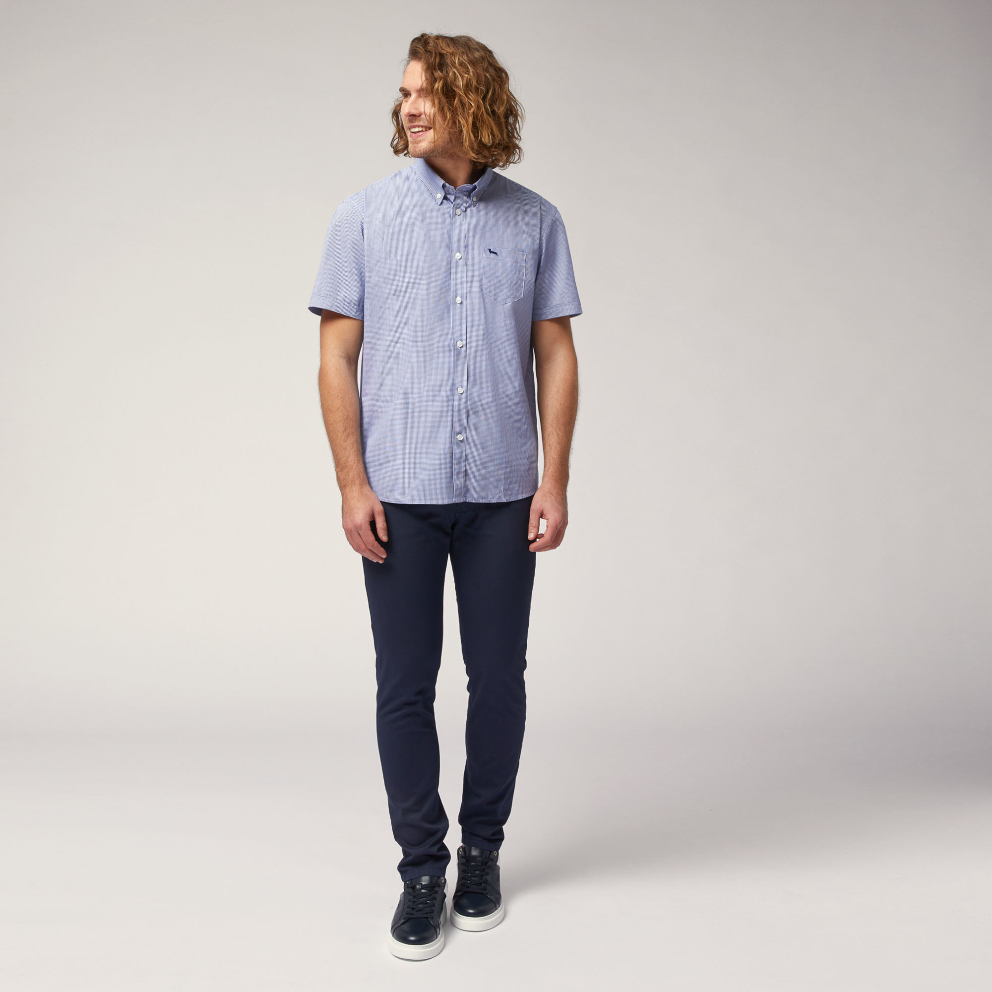 Organic Cotton Poplin Short-Sleeved Shirt, Blue, large image number 3
