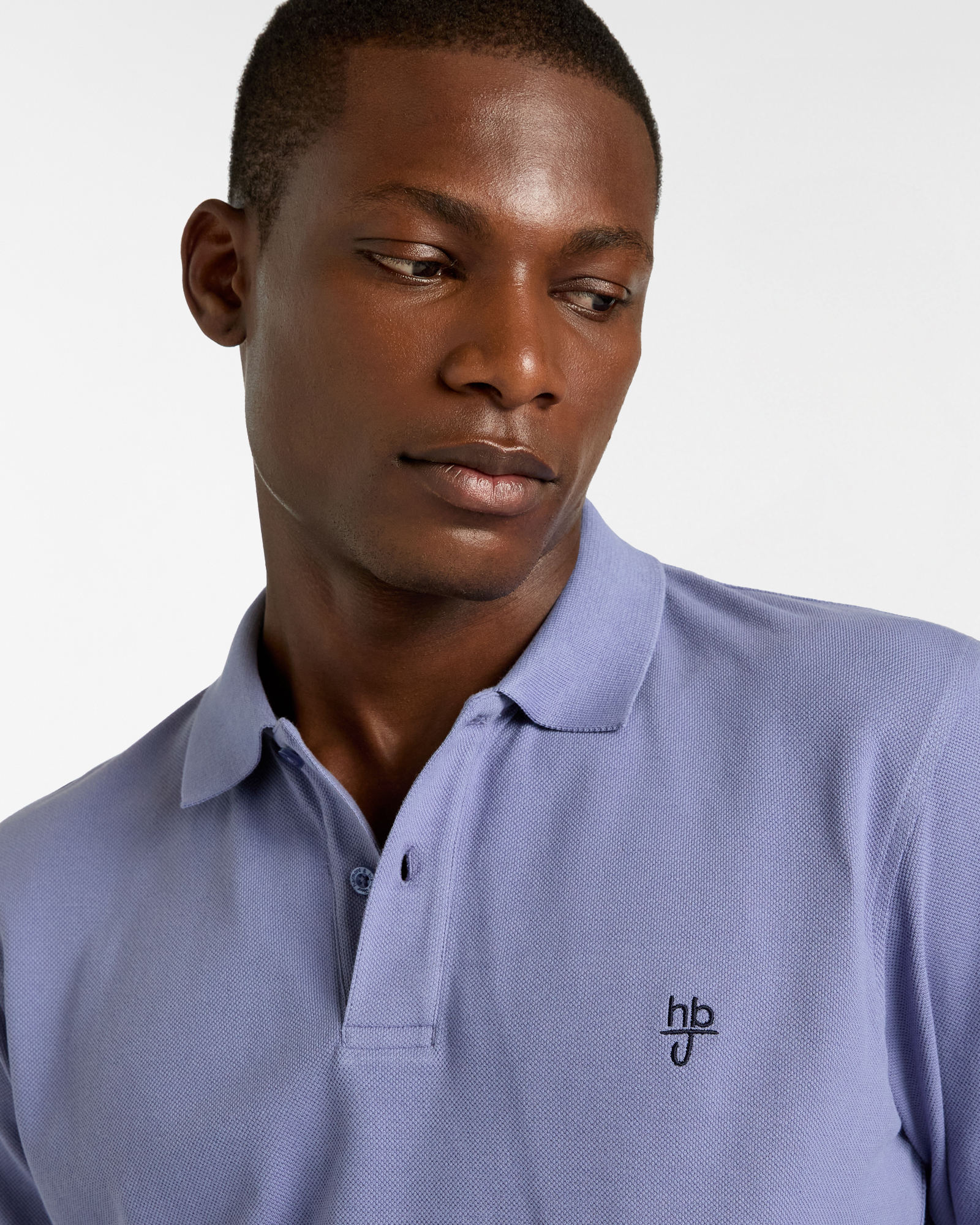 Polo Manica Lunga in Cotone con Collo Doppia Frontura, Dusty Blu, large image number 2