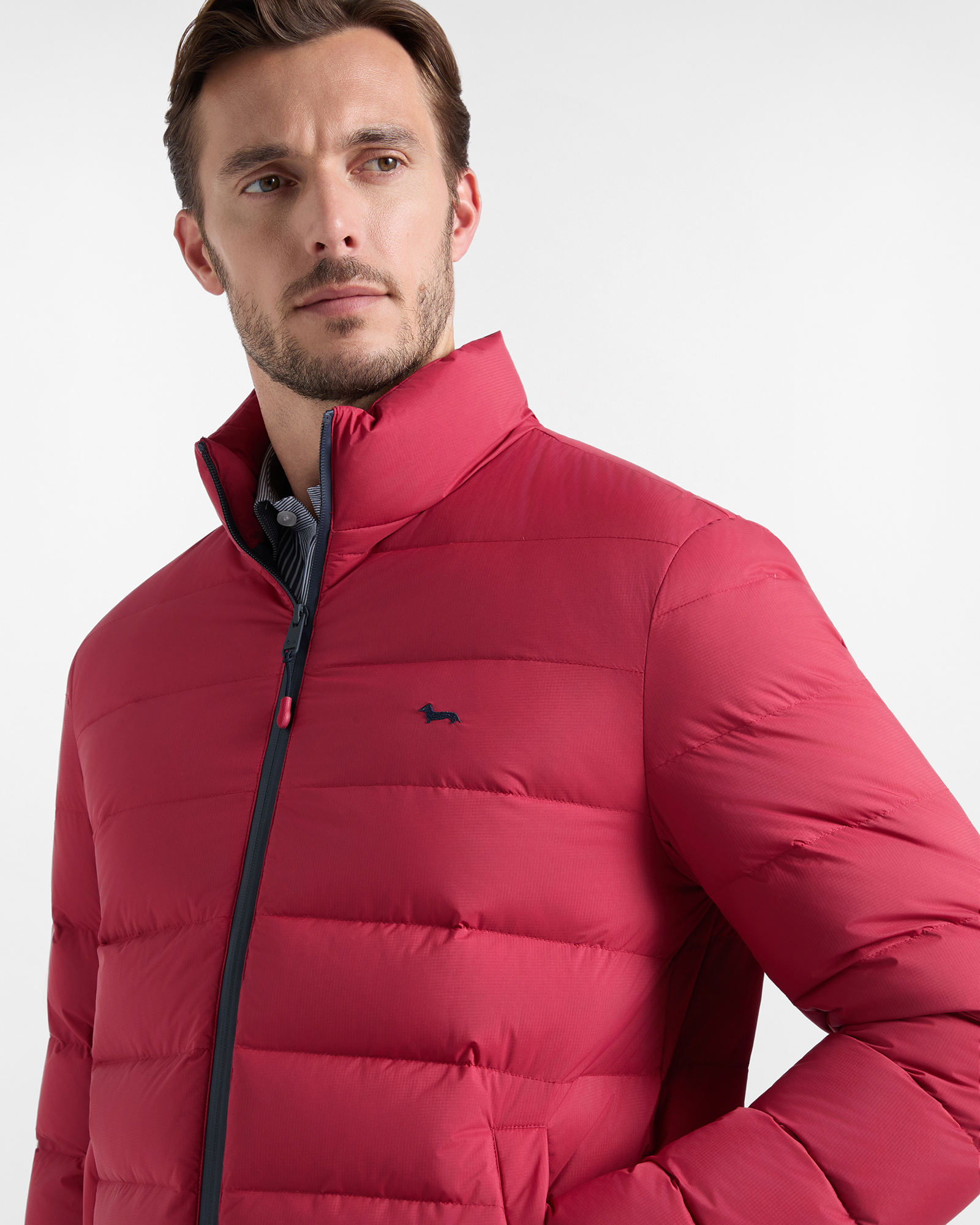 Men&rsquo;s padded bomber jacket in ripstop nylon, RED, large