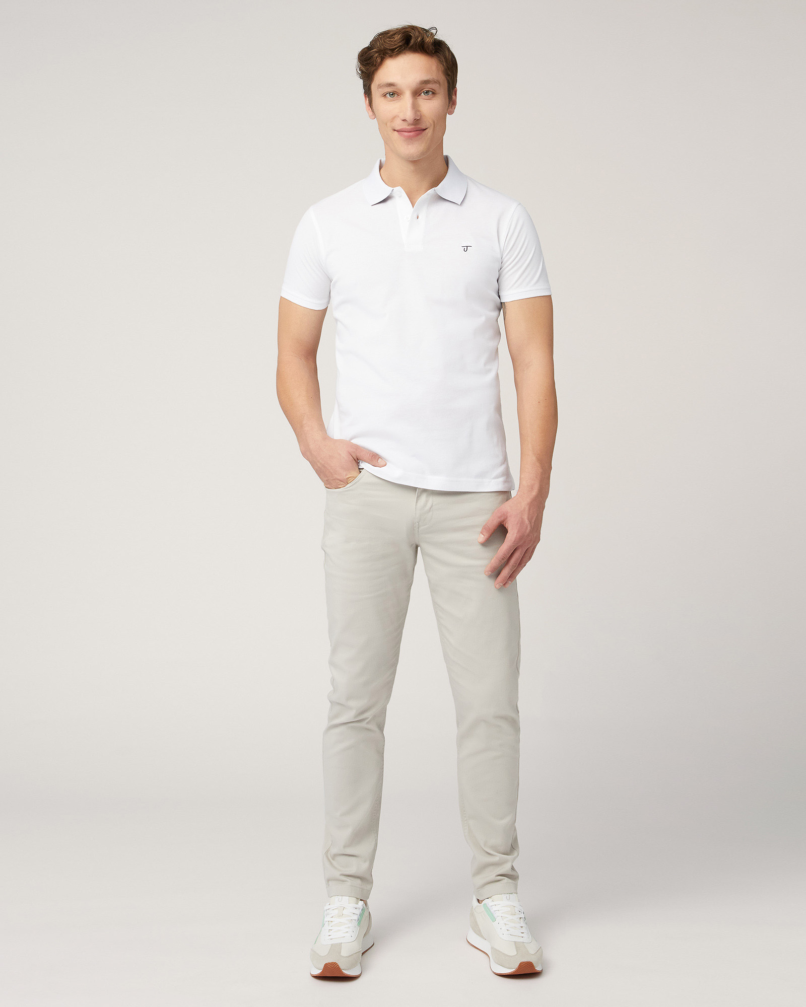 Narrow-Fit Cotton Polo, White, large image number 3