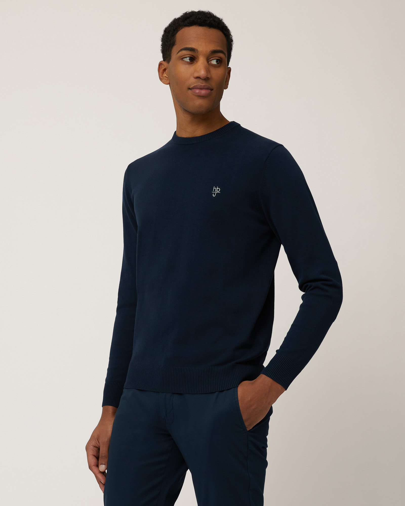 Pullover In Cotone crepe  Con Toppe, Blu Scuro, large