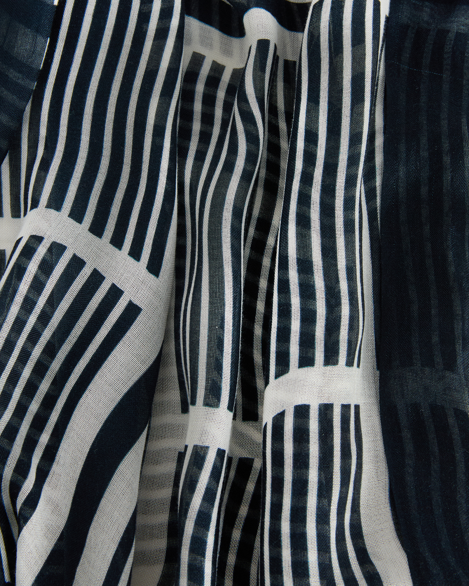 Patchwork striped print scarf, Blue, large image number 1