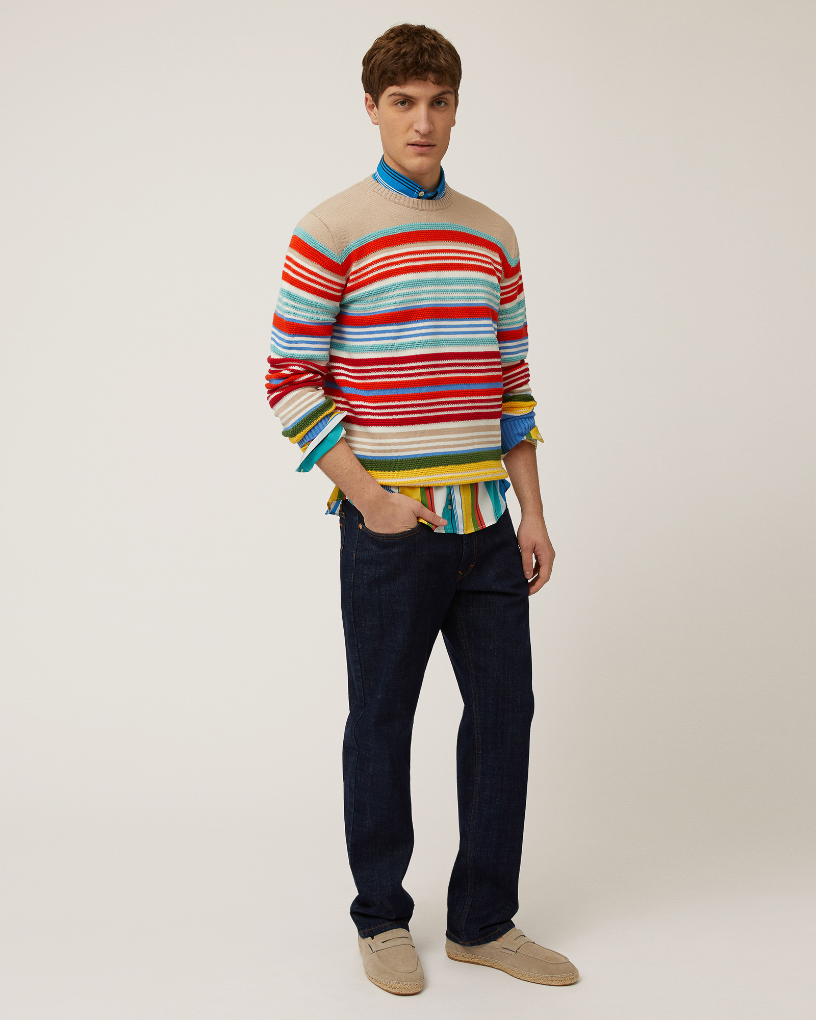 Multicolor Stripe Pullover, Light Blue, large image number 3