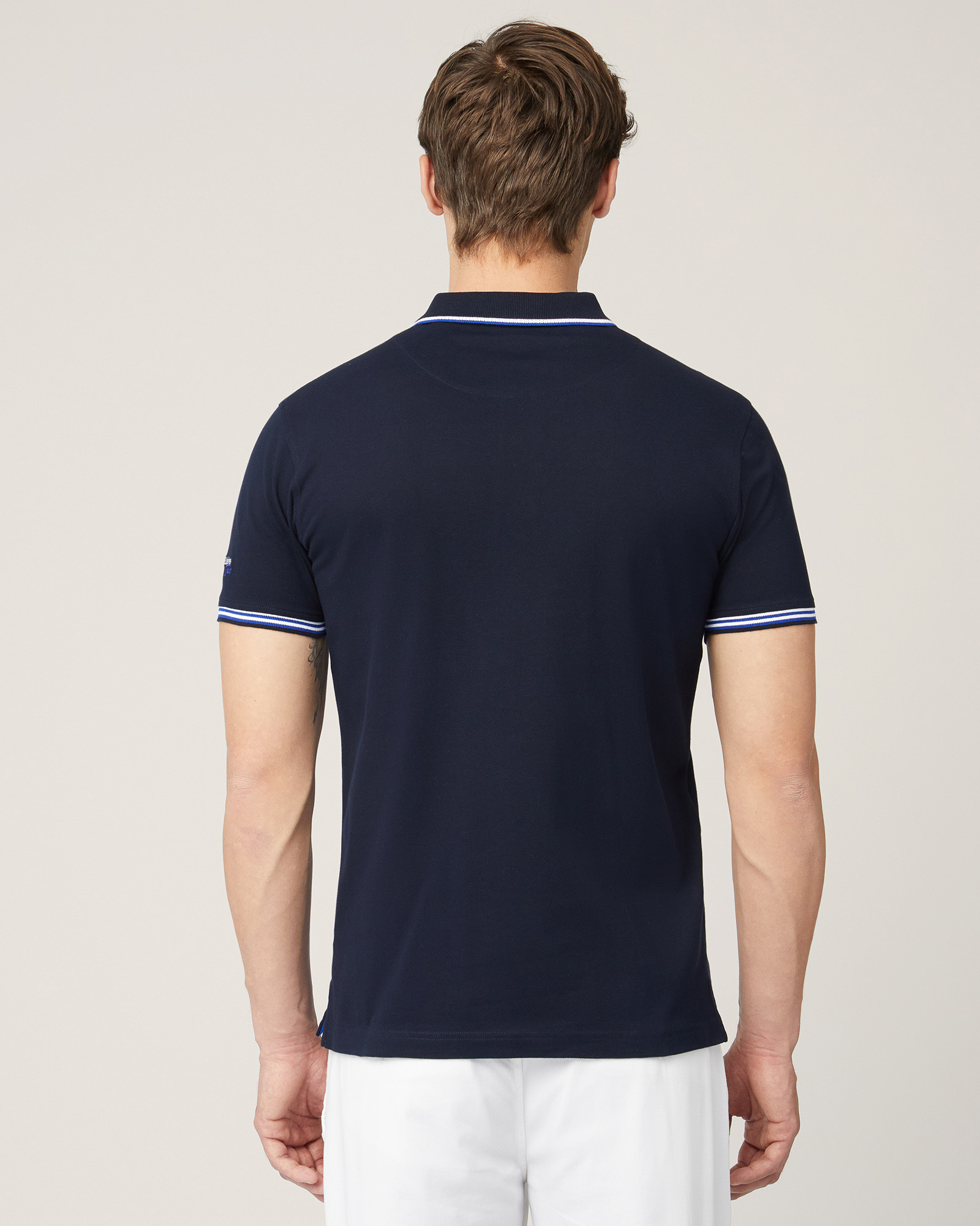 Polo with Contrasting Stripes, Dark Blue, large image number 1