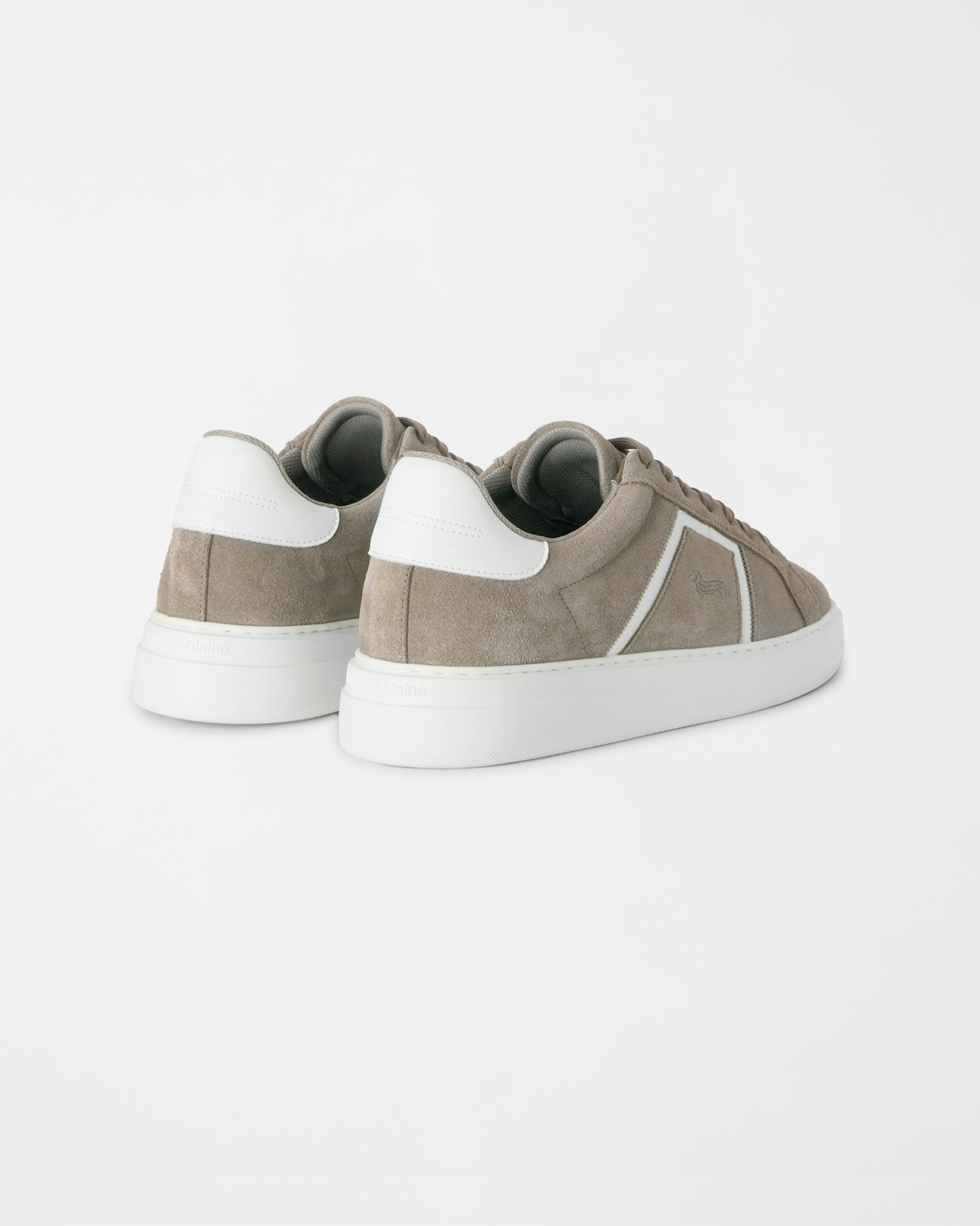 Men's suede sneakers with nylon inserts, TAUPE - OFF-WHITE, large image number 2