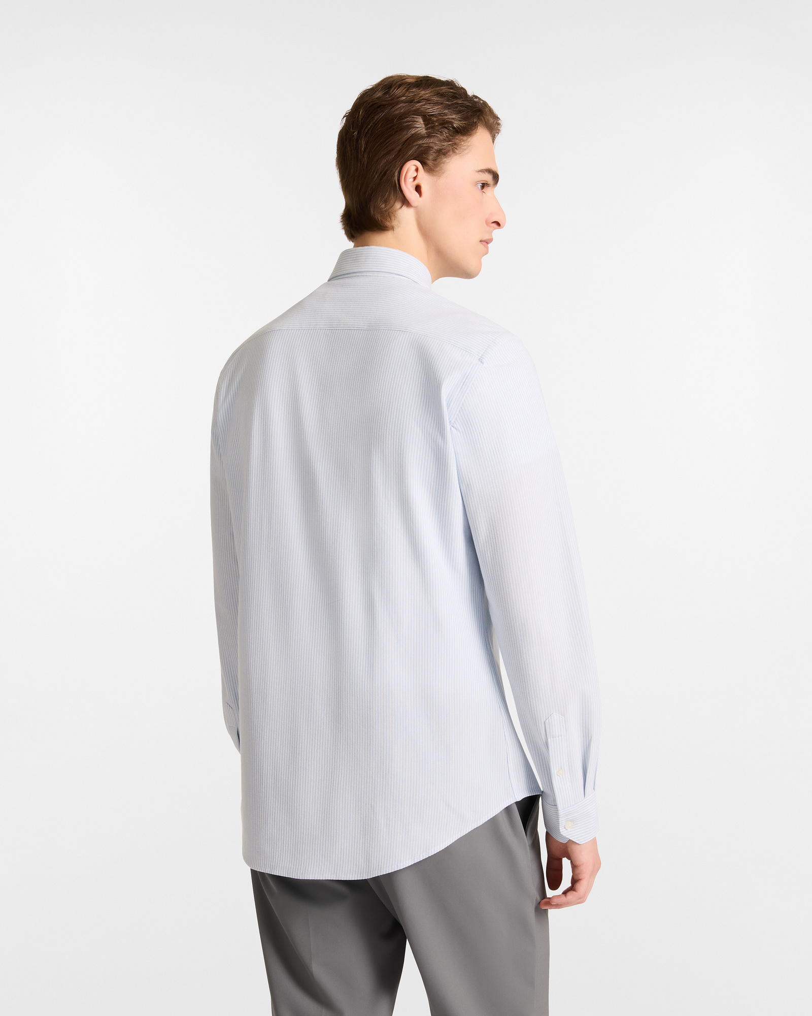 Camicia In Jersey A Microrighe, Azzurro, large image number 1