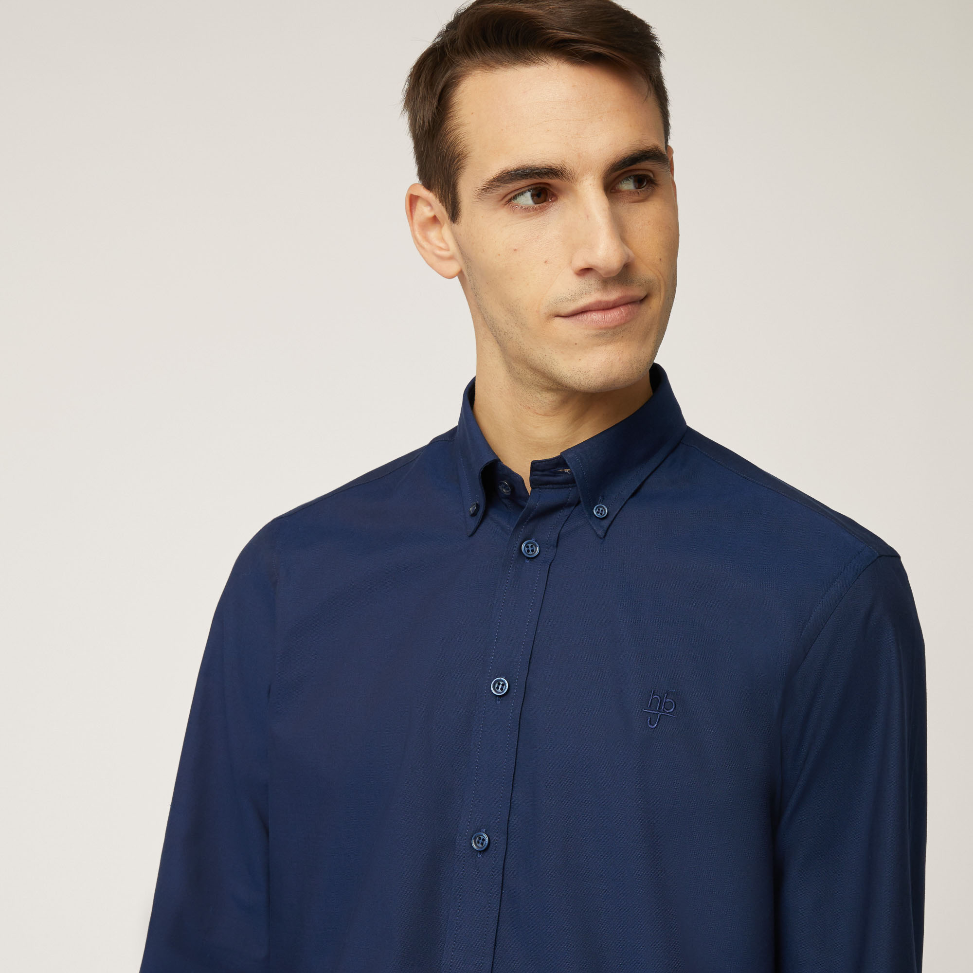 Camicia In Cotone Con Collo Con Bottoncini, Light Blue, large image number 2