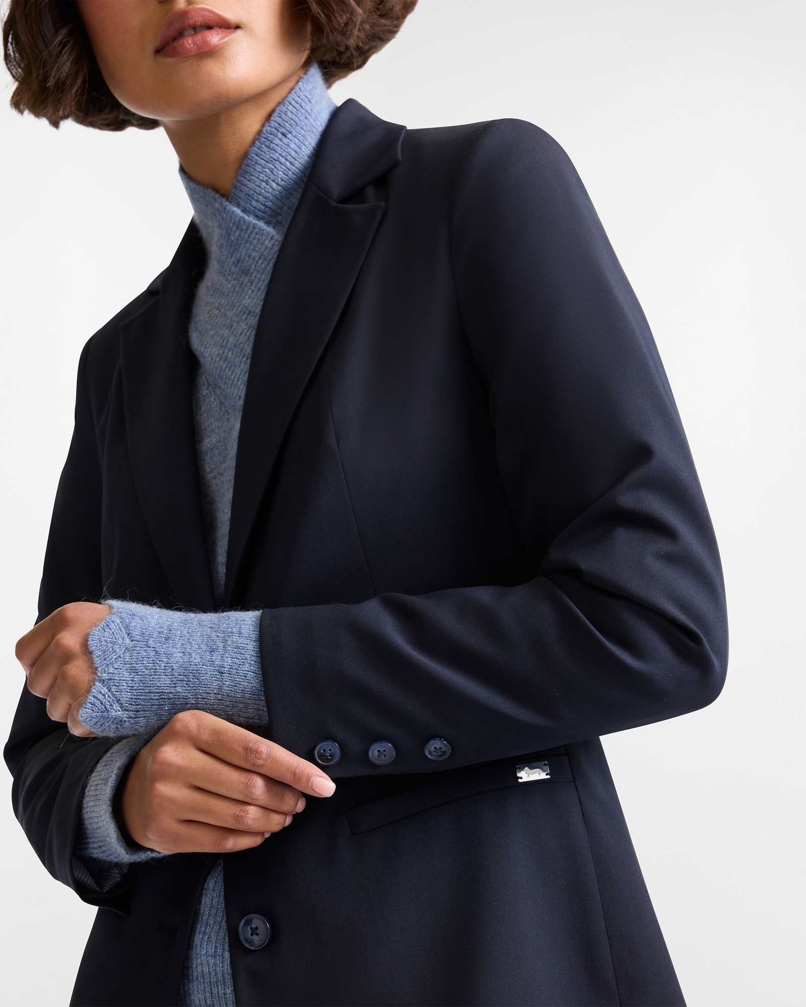Fluid Single-Breasted Jacket, Navy Blue, large image number 2