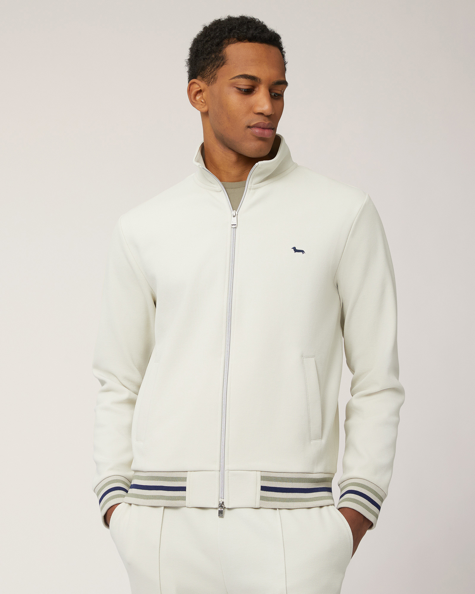 Full-Zipper Sweatshirt with Striped Details