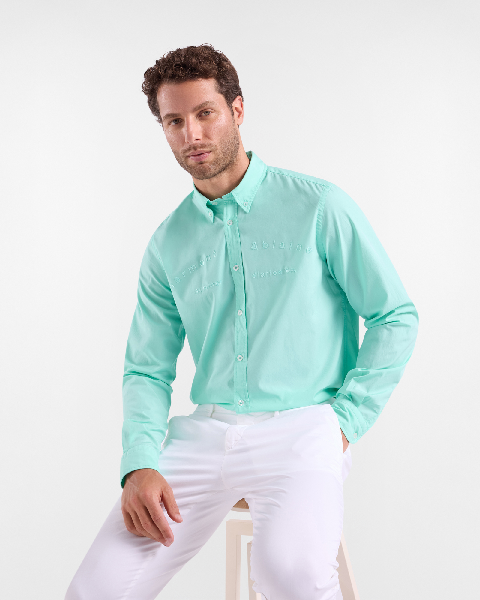 Men's regular-fit cotton shirt, Green, large image number 2