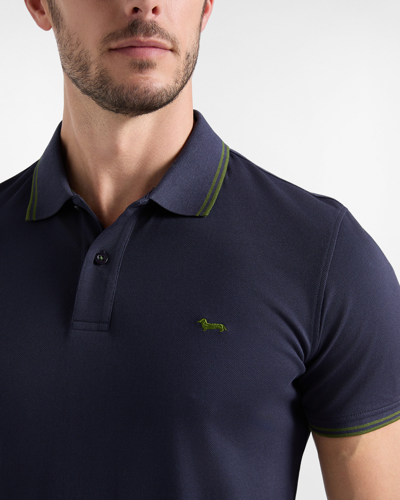 Men's short-sleeve 100% pure cotton piqu&eacute; polo shirt, NAVY BLUE, large image number 2