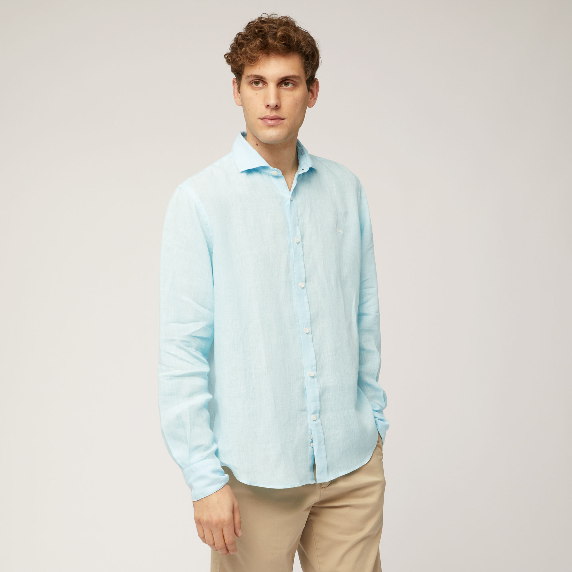Linen Shirt, Cobalt blue, large