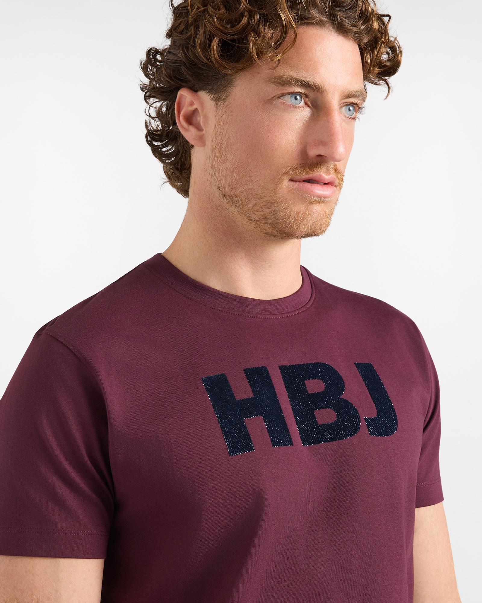 T-shirt HBJ Uomo con Stampa HBJ in Puro Cotone, PRUGNA, large