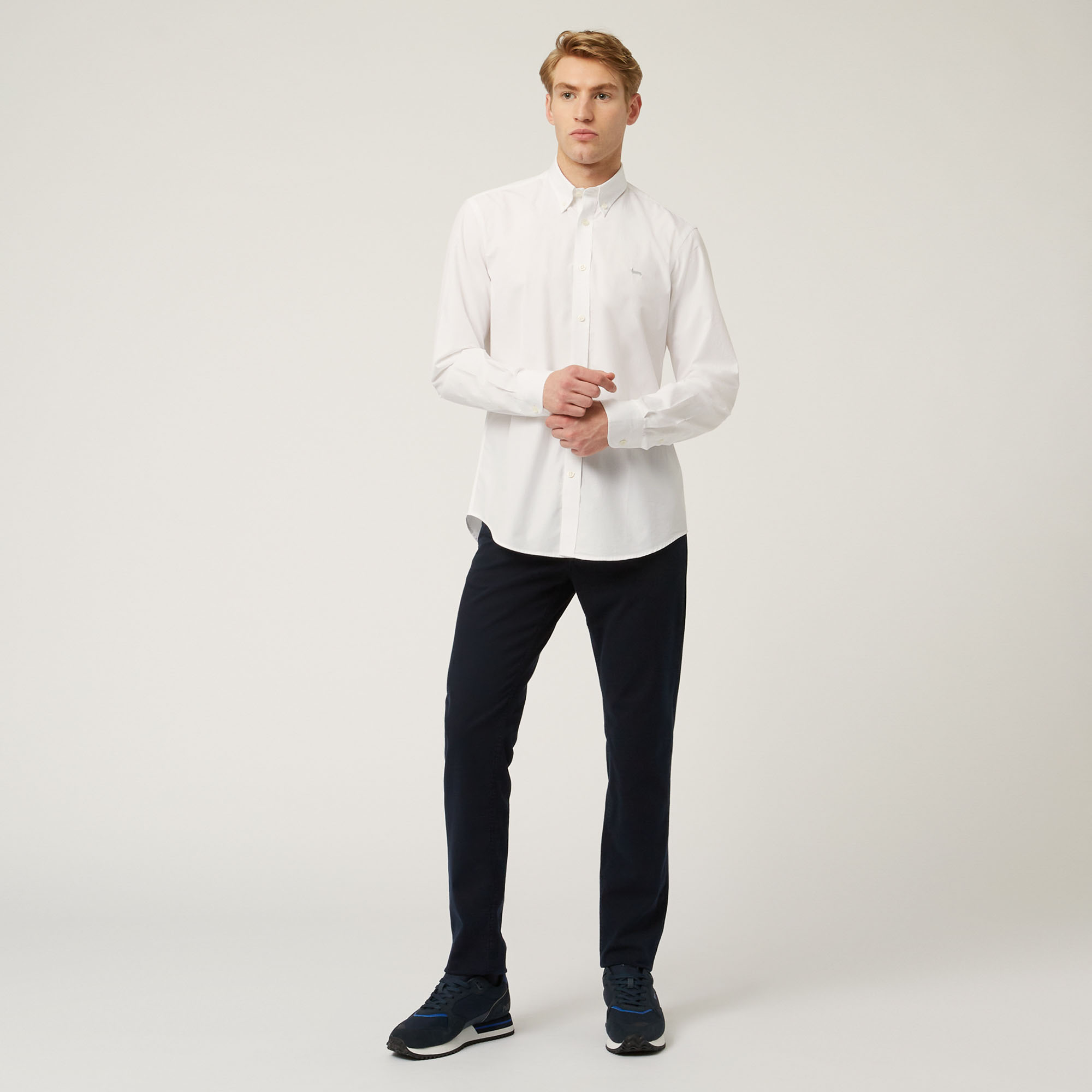 Essentials shirt in plain-coloured cotton, White, large image number 3