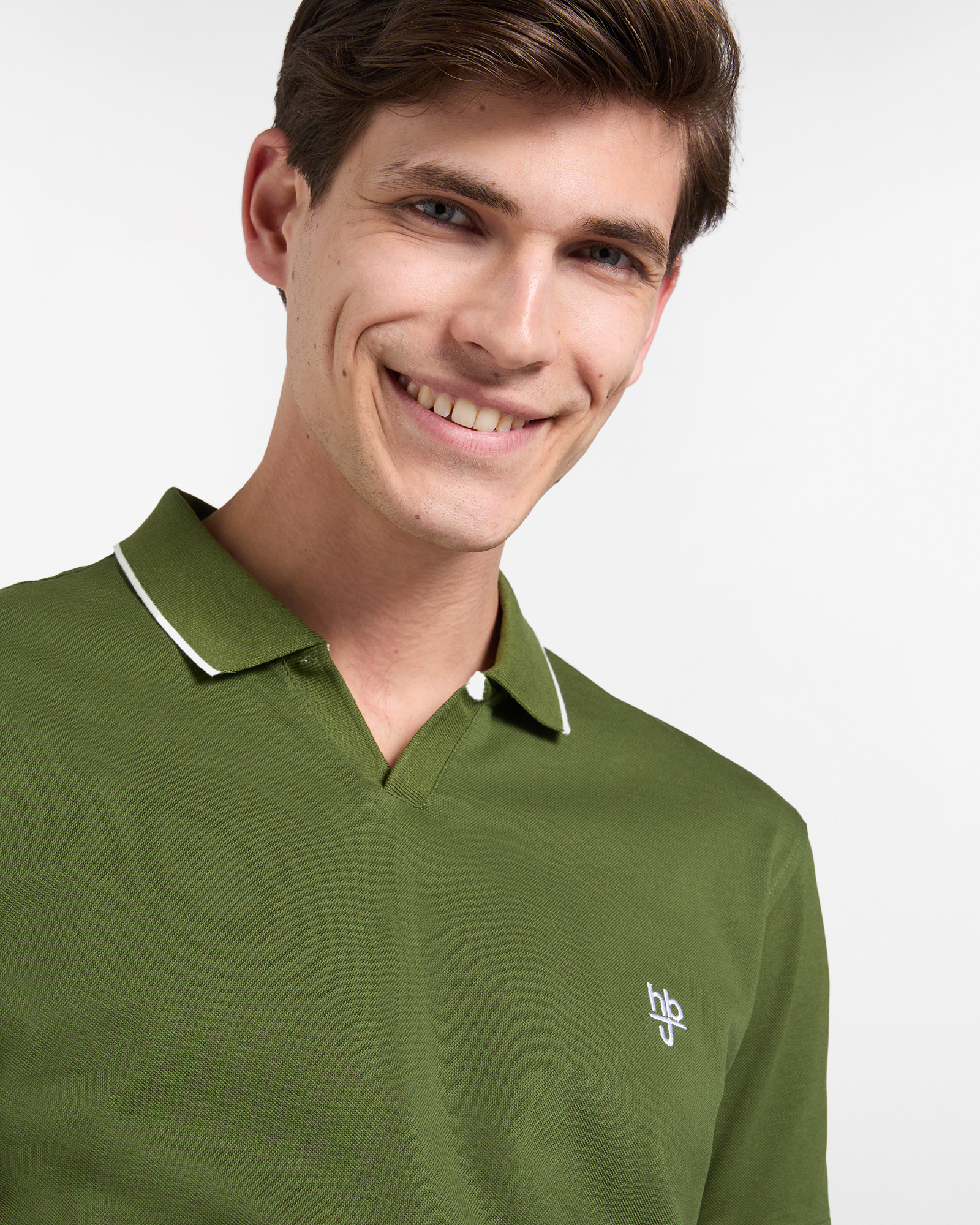 Polo uomo regular fit cotone piquet, Verde militare, large image number 2