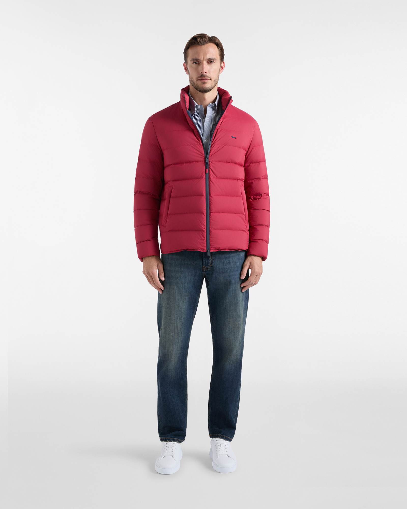Men&rsquo;s padded bomber jacket in ripstop nylon, RED, large