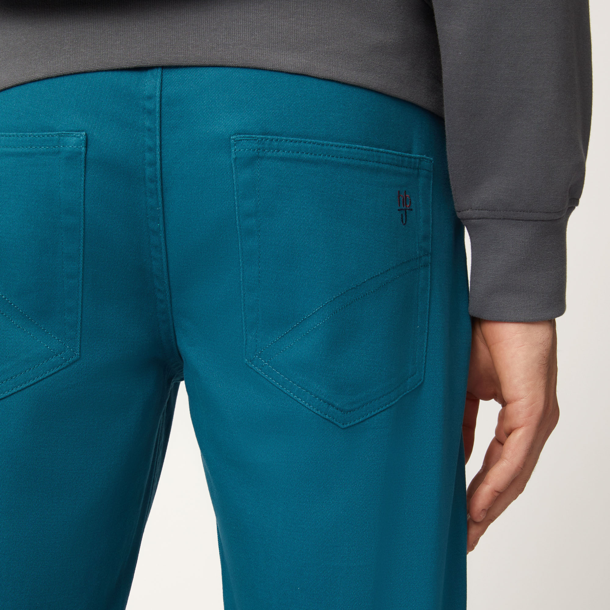 Pantalone Cinque Tasche In Twill Di Cotone, Verde Petrolio, large image number 2