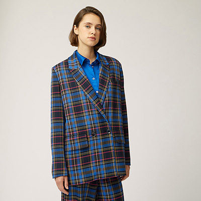 Double-Breasted Blazer With Chequered Pattern
