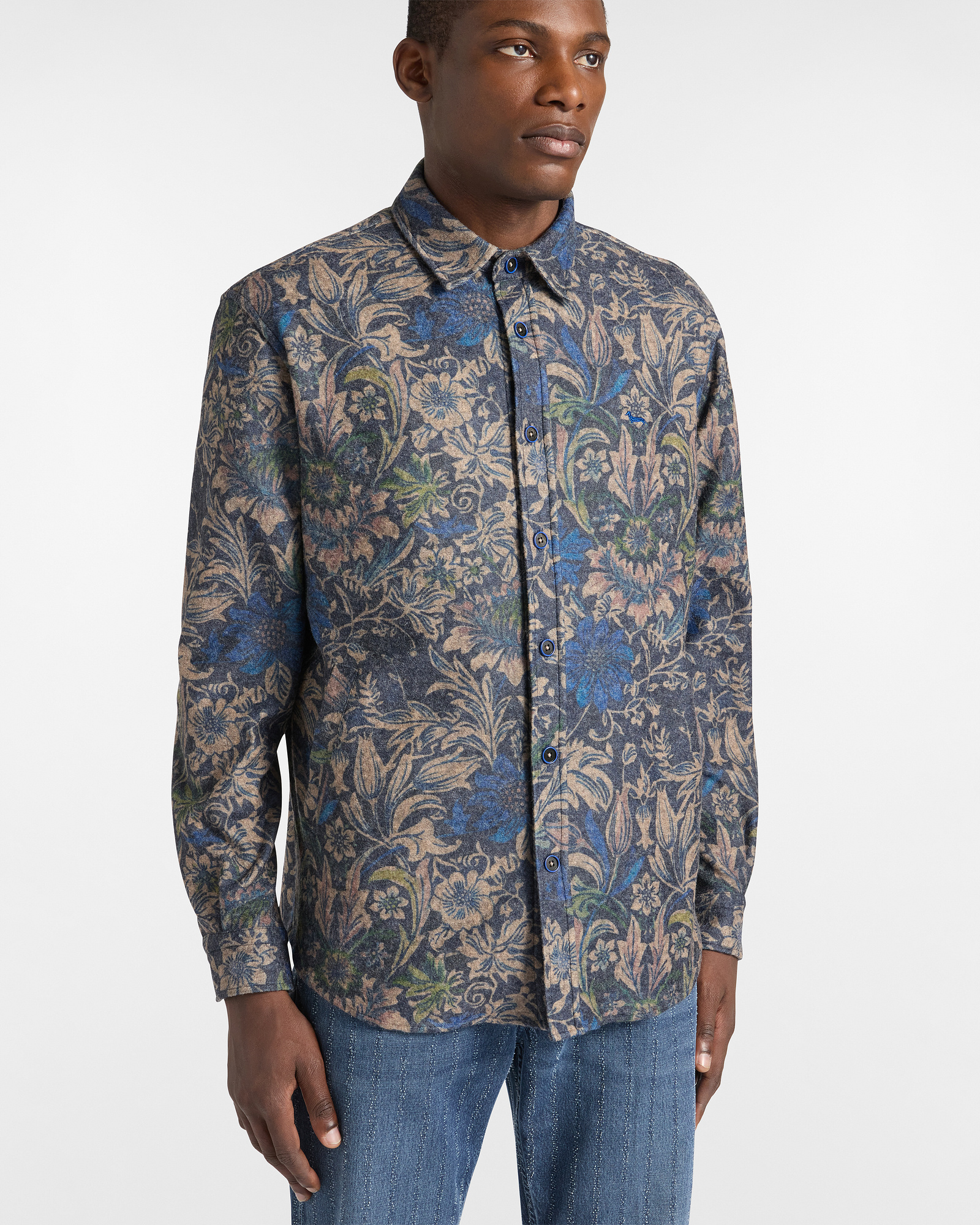 Floral Wool Blend Overshirt