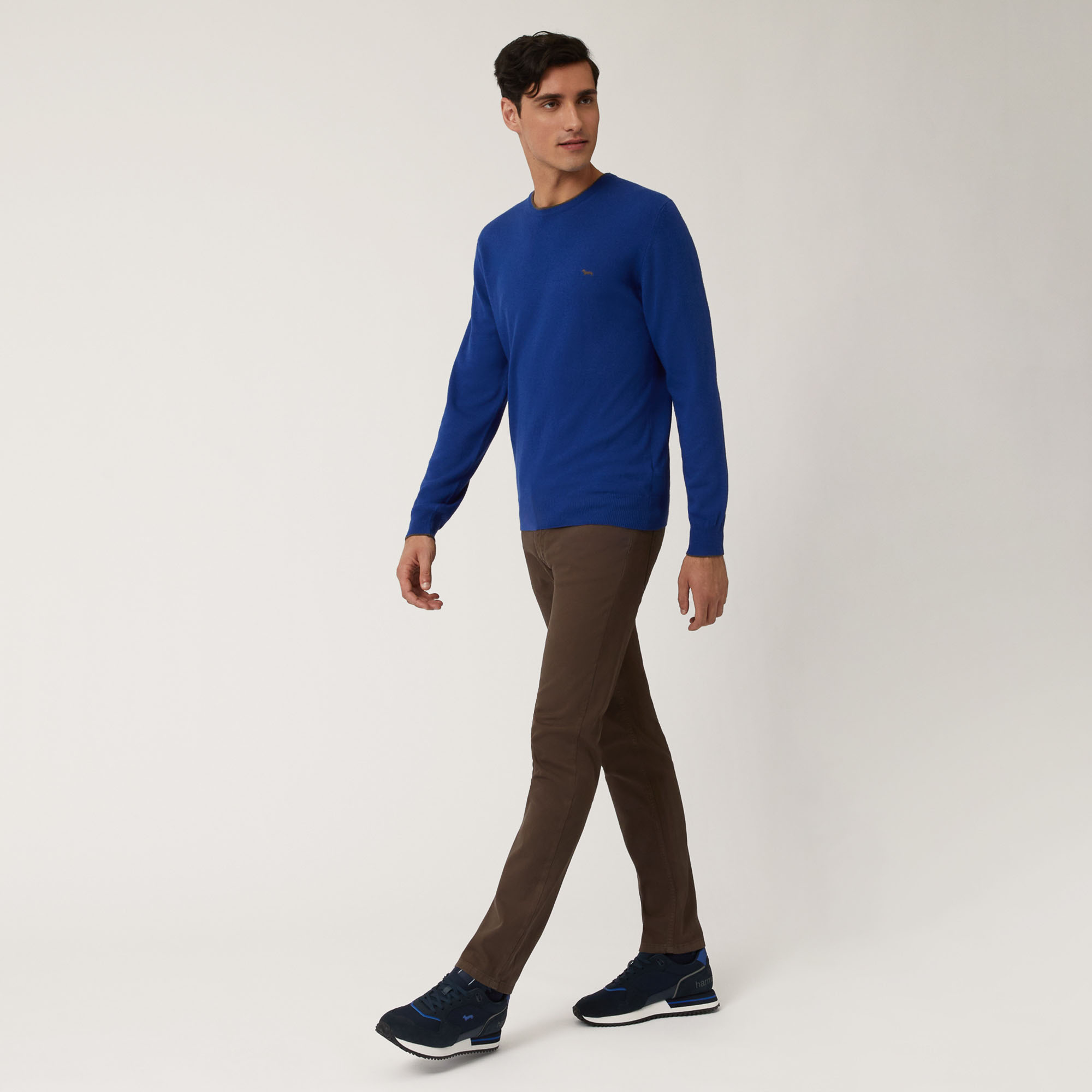 Pullover Girocollo In Lana E Viscosa, Blu Chiaro, large image number 3