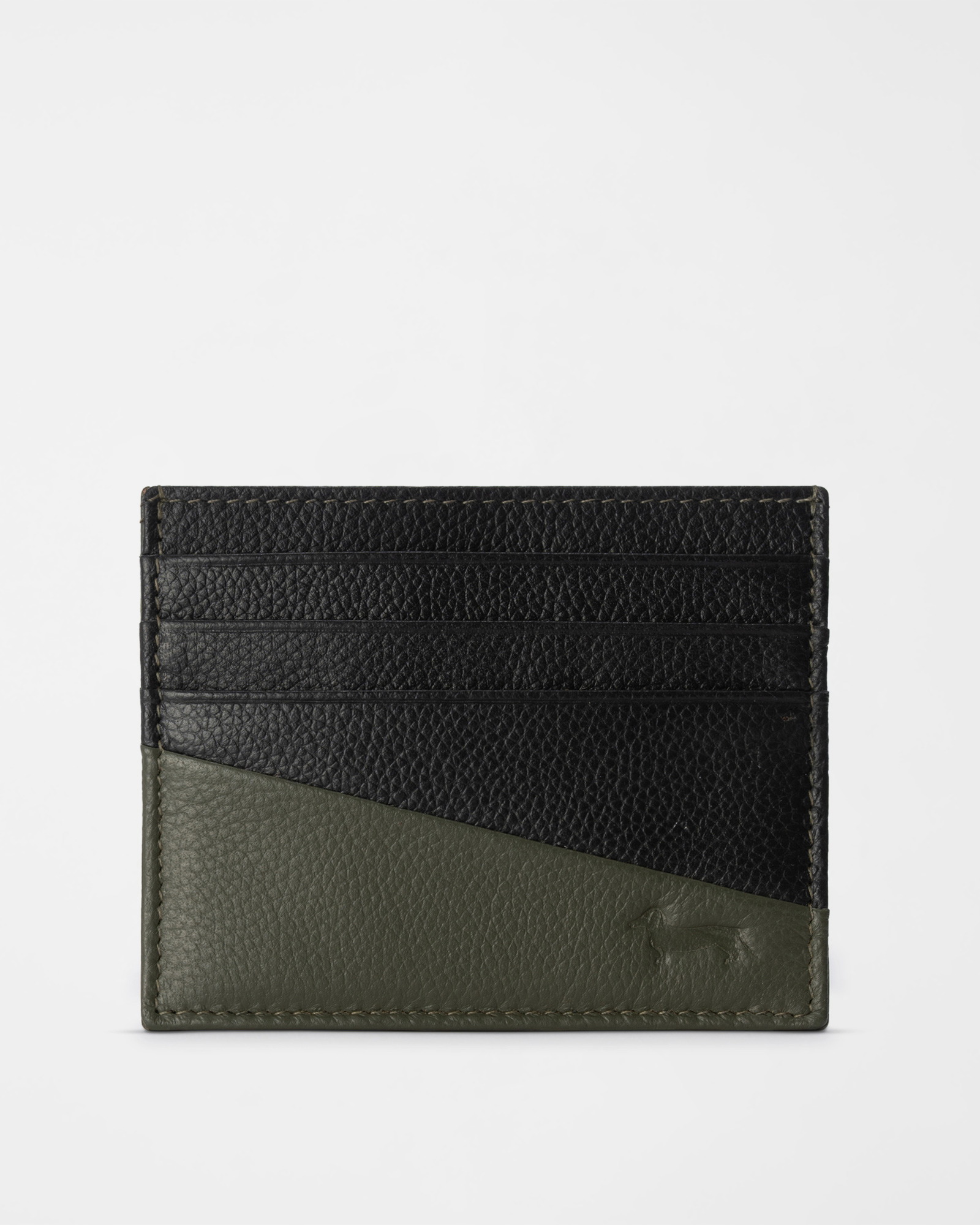 Men&rsquo;s Green/Black Genuine Leather Card Holder