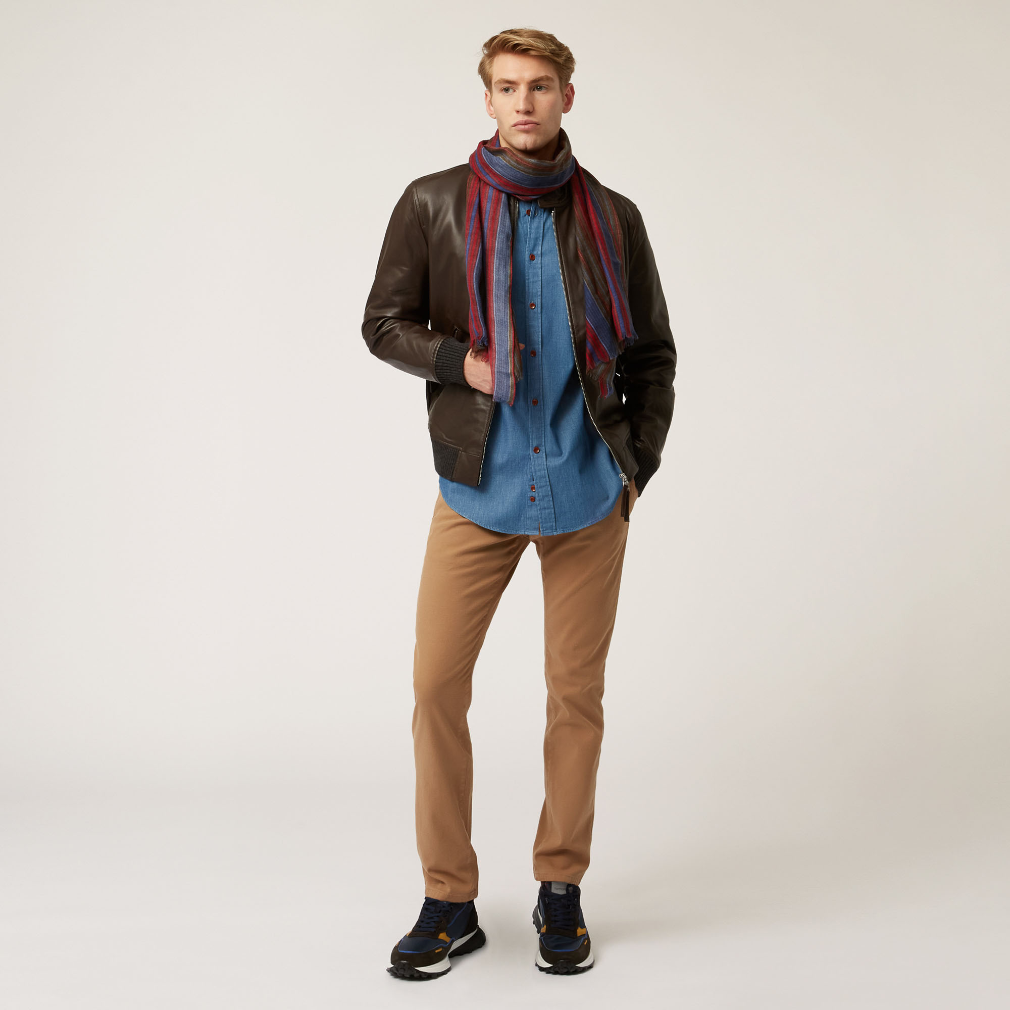 Camicia In Cotone Stretch, Blu Navy, large image number 3