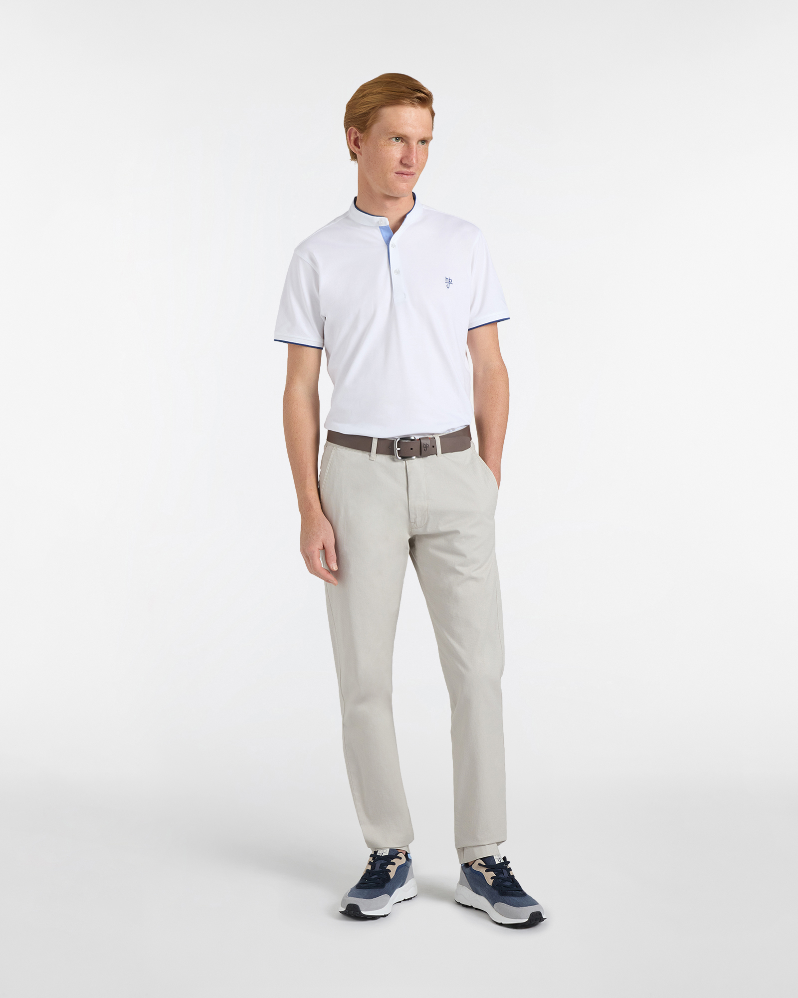 Chino Uomo in Tessuto Stampato Narrow Fit, Beige, large image number 3