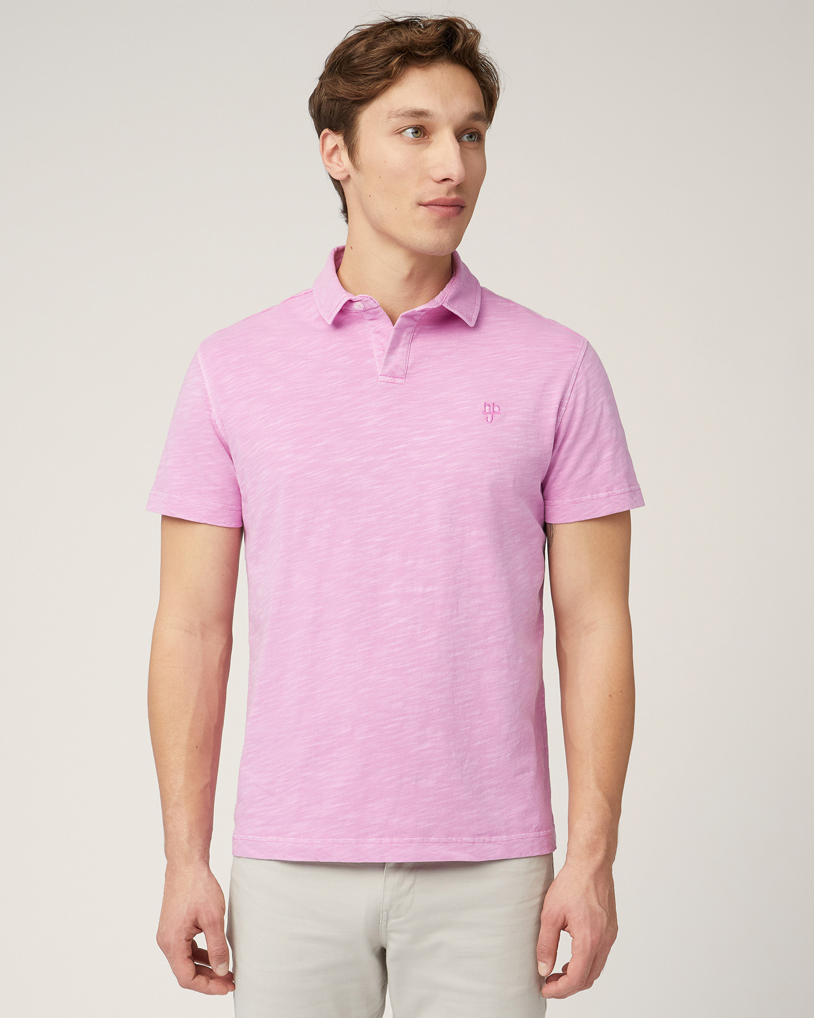 Polo In Cotone Tinto In Capo, Rosa, large