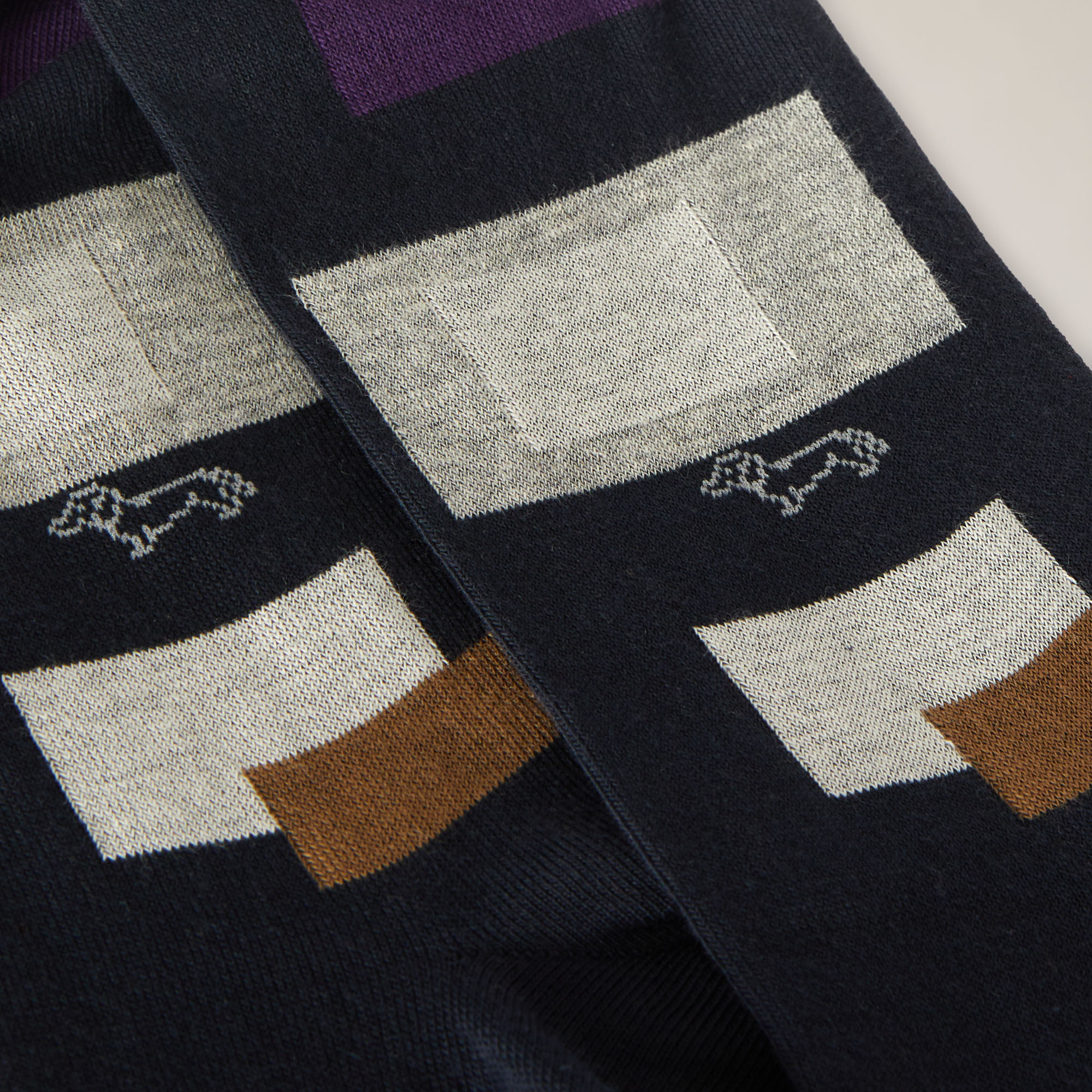 Calze Corte Effetto Patchwork, Blu Navy, large image number 1